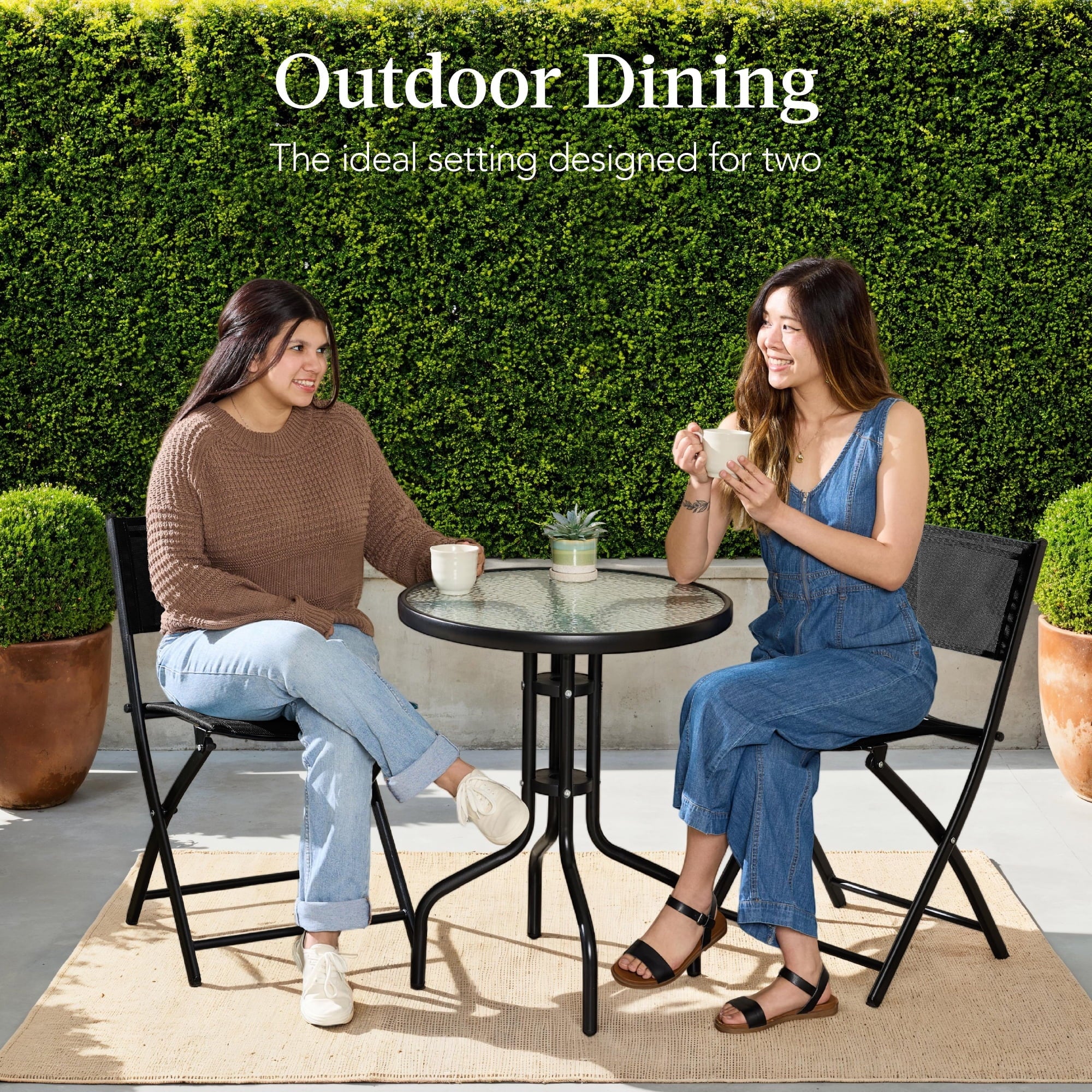 Best Choice Products 3-Piece Patio Bistro Dining Set With Glass Tabletop And Folding Chairs - Gray - Image 87 Best Choice Products 3-Piece Patio Bistro Dining Set With Glass Tabletop And Folding Chairs - Gray - Image 87