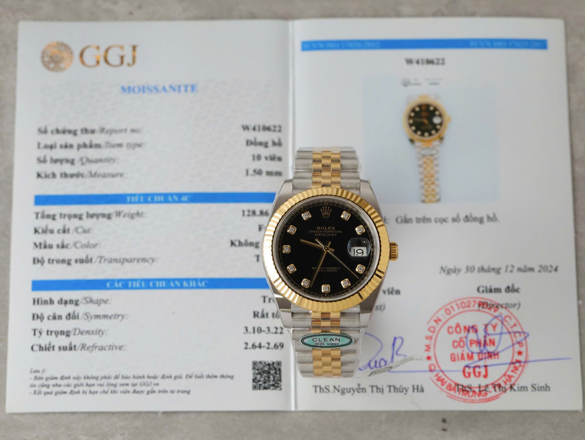 Rolex DateJust Replica Watches Black Dial Moissanite Diamonds Clean Factory 41mm - Elite Watch Atelier