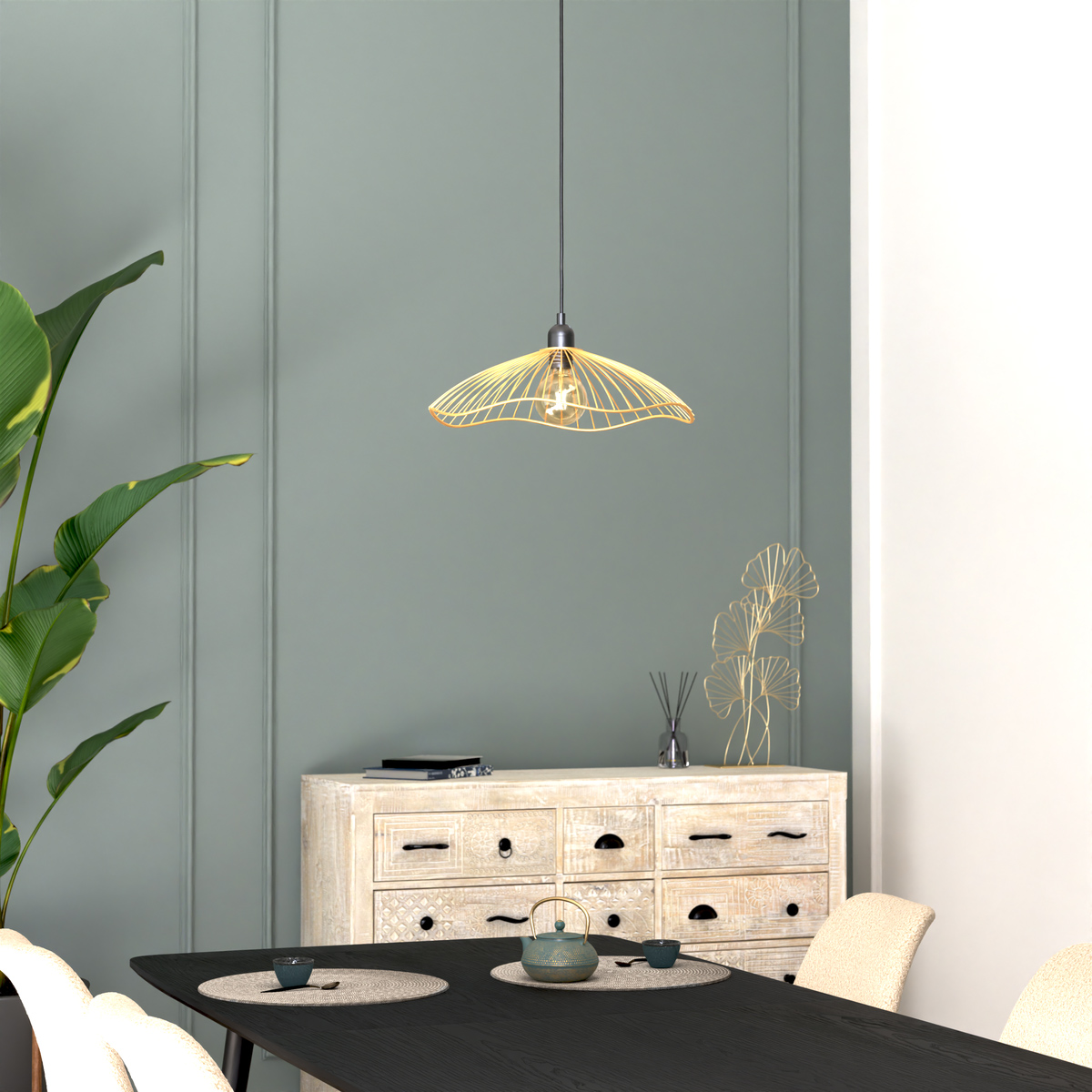 Pendant Light "Galt" Golden, D.34 cm