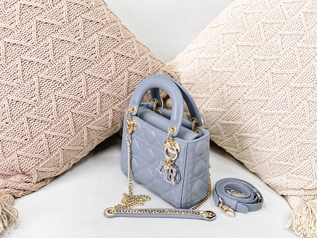 Christian Dior Mini Lady Dior Bag Blue For Women 6.5in/17cm CD M0505SLOI1:1High-quality replica