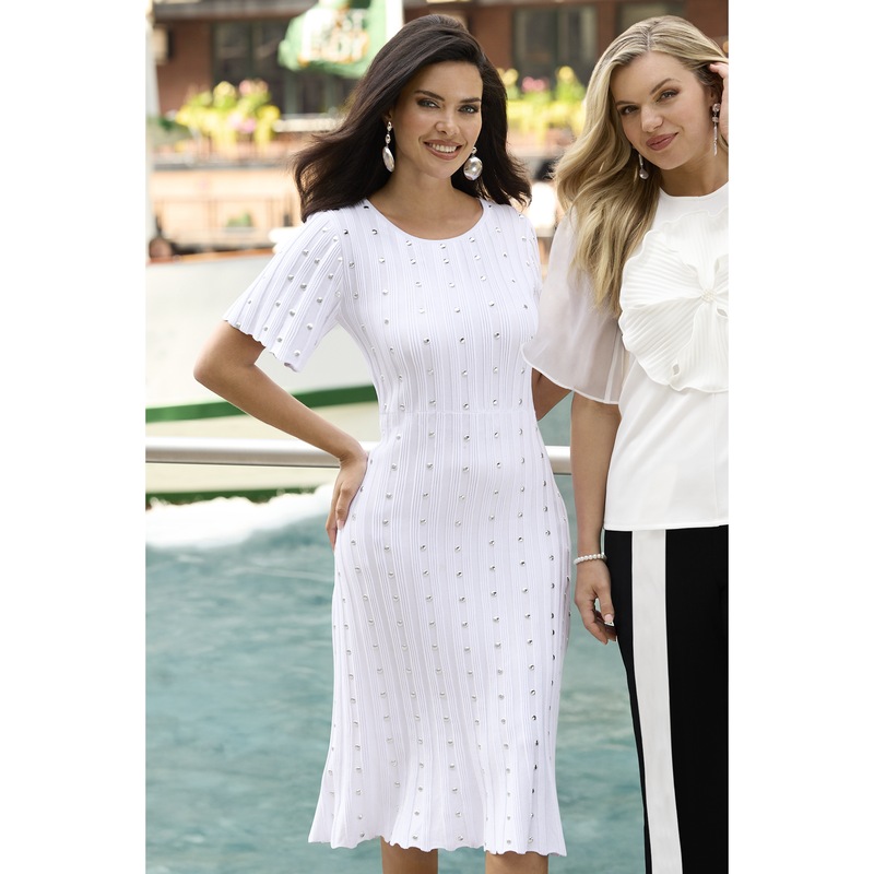 Studded A-Line Sweater Dress - MIDNIGHT VELVET CATALOG