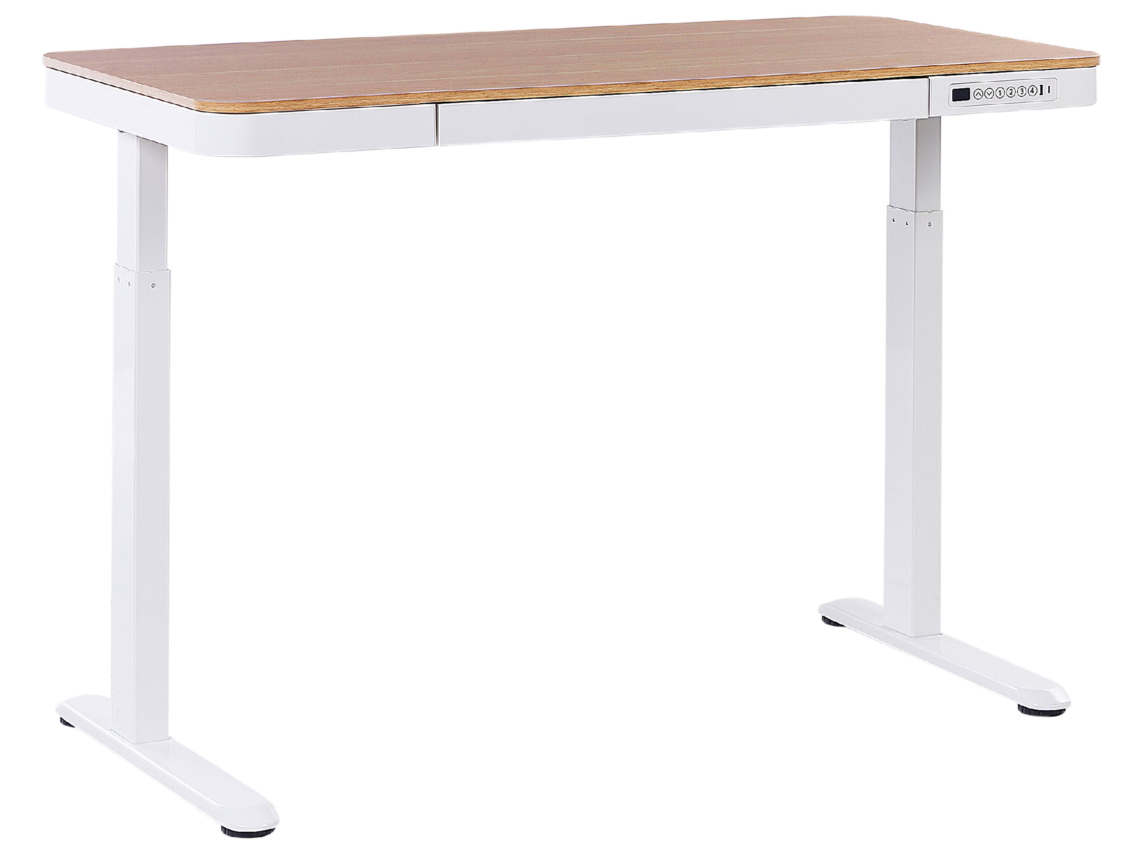 Electric Adjustable Standing Desk KENLY Brown/ White 120 cm 60 cm with USB Port