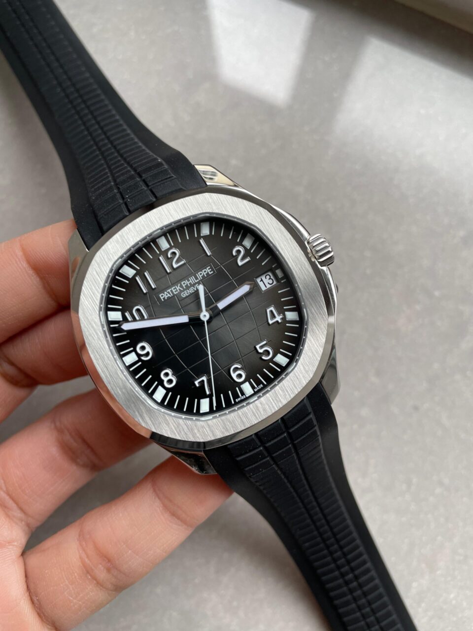 Replica PATEK PHILIPPE Aquanaut 5167 SS 3KF Best Edition Gray Dial on Black Rubber Strap A324 Super Clone V2 - Elite Watch Atelier