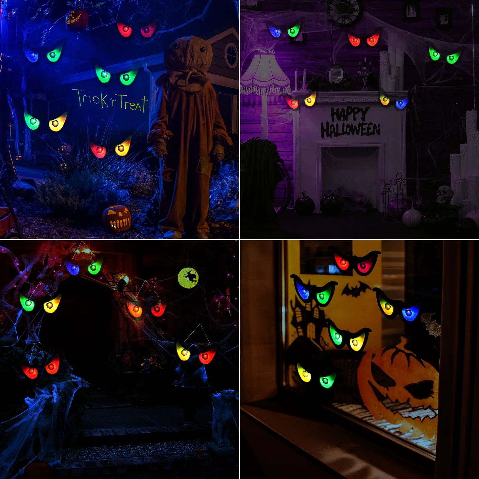 Toodour Halloween Ghost Eyes Lights, 10 LED Battery Halloween Lights with RGB Flashing Eyes, Waterproof Spooky Eyeball Halloween String Lights for Graveyard Indoor Outdoor Decorations - Image 3 Toodour Halloween Ghost Eyes Lights, 10 LED Battery Halloween Lights with RGB Flashing Eyes, Waterproof Spooky Eyeball Halloween String Lights for Graveyard Indoor Outdoor Decorations - Image 3