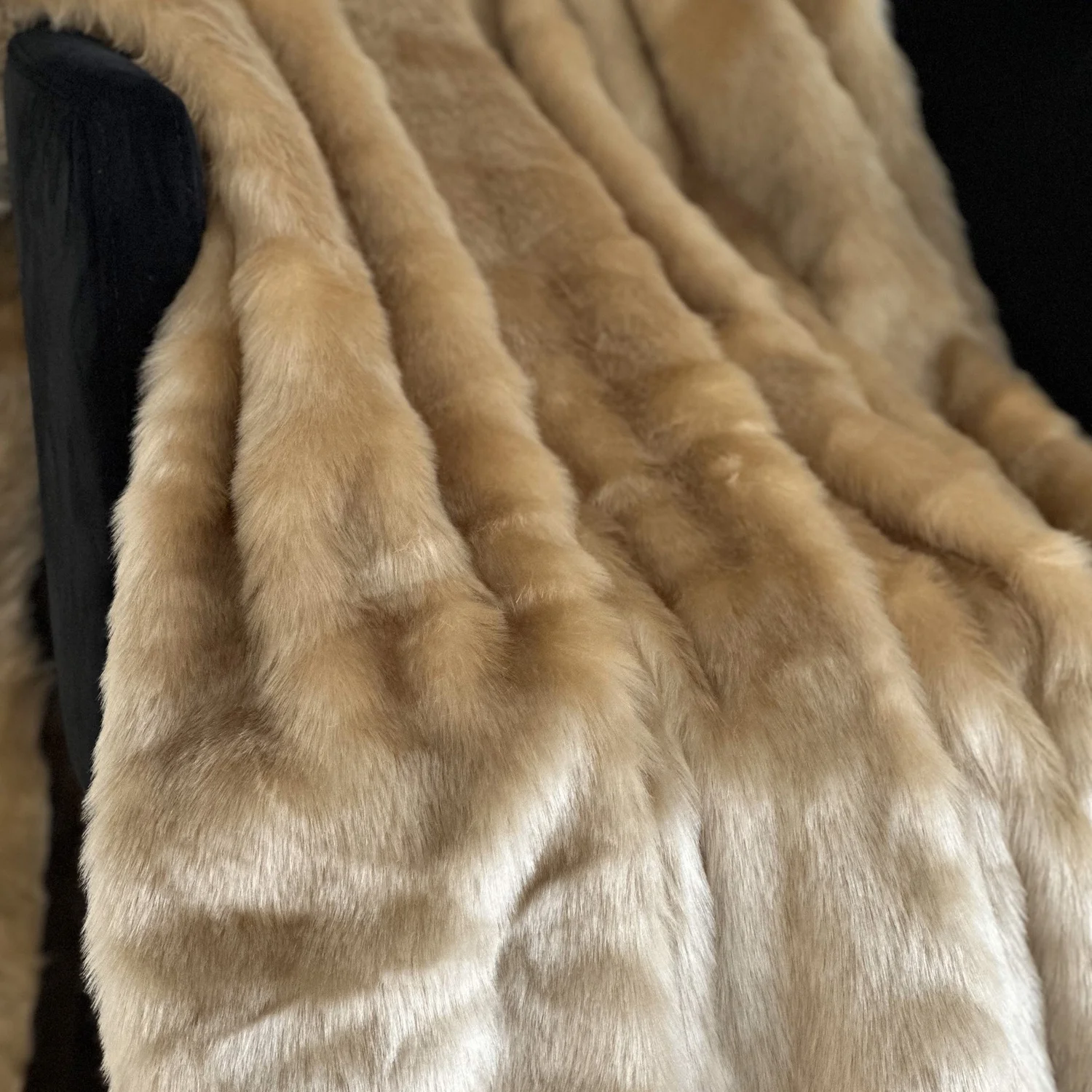 Plutus Brands Plutus Brown Gold Rabbit Faux Fur Luxury Throw Blanket, Blanket 80L x 110W Full