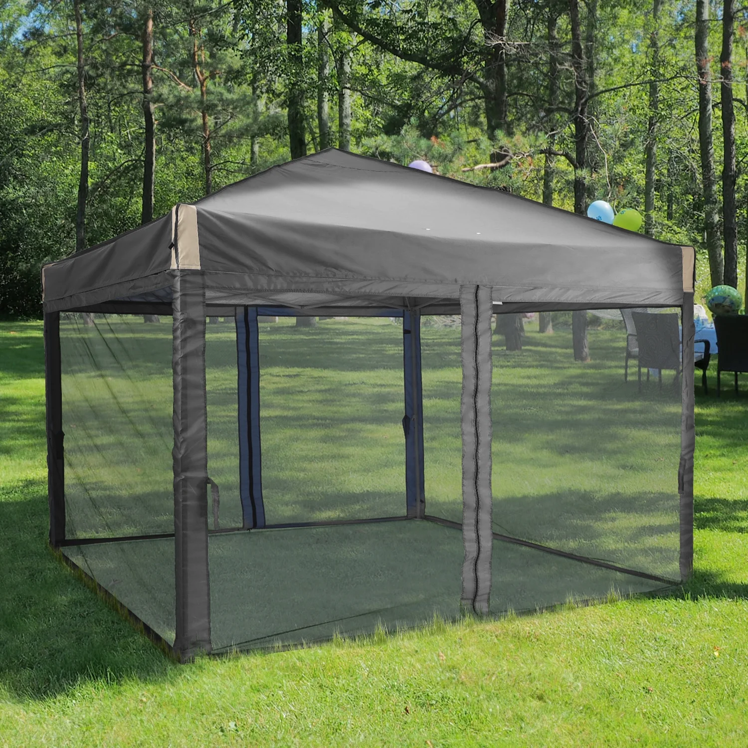 Aoodor 12'x12' Pop Up Canopy with Removable Mesh Sidewalls, Outdoor Portable Instant Shelter Tent-Black - Image 6