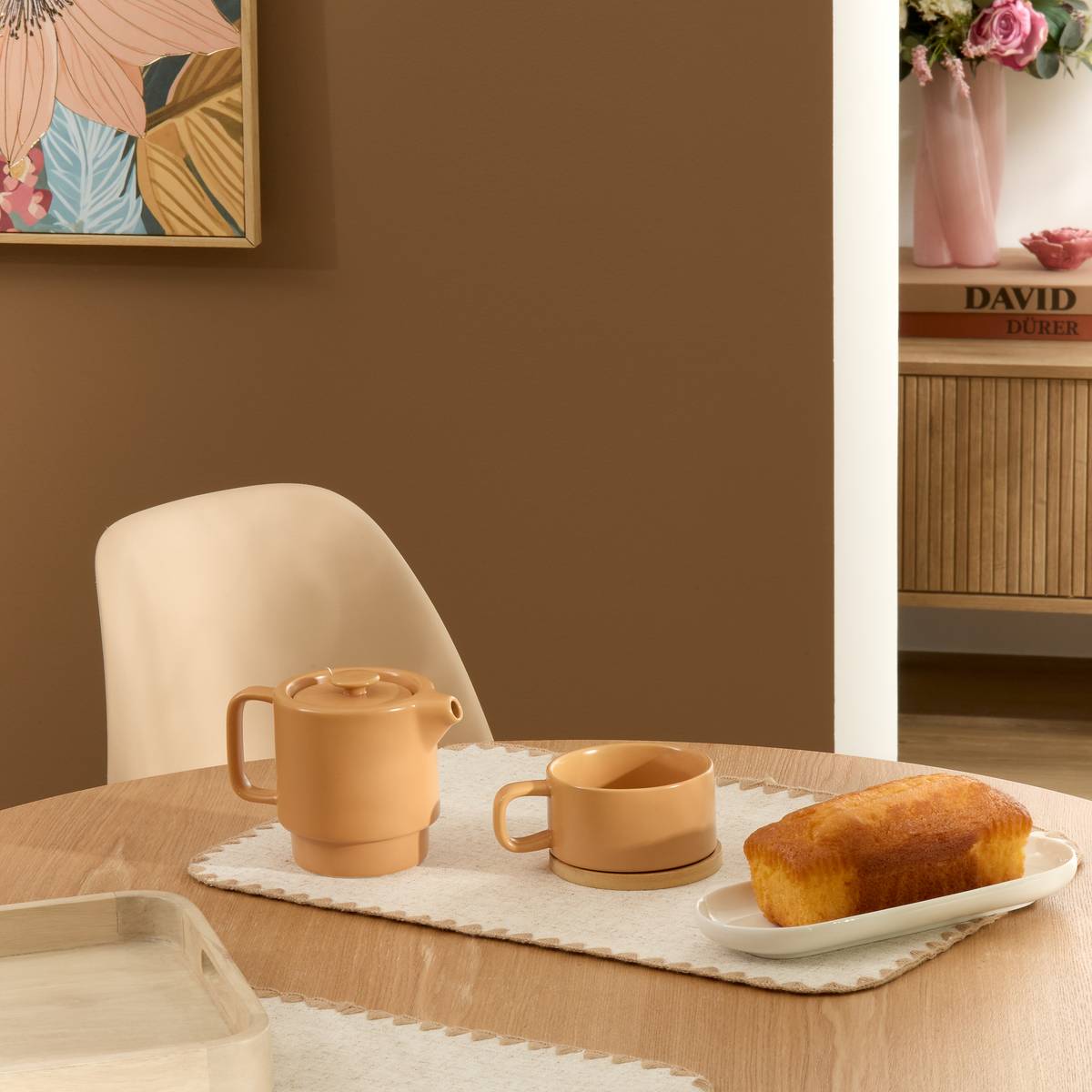 Teapot "Nature" 700 ml, stoneware (ceramic), ochre