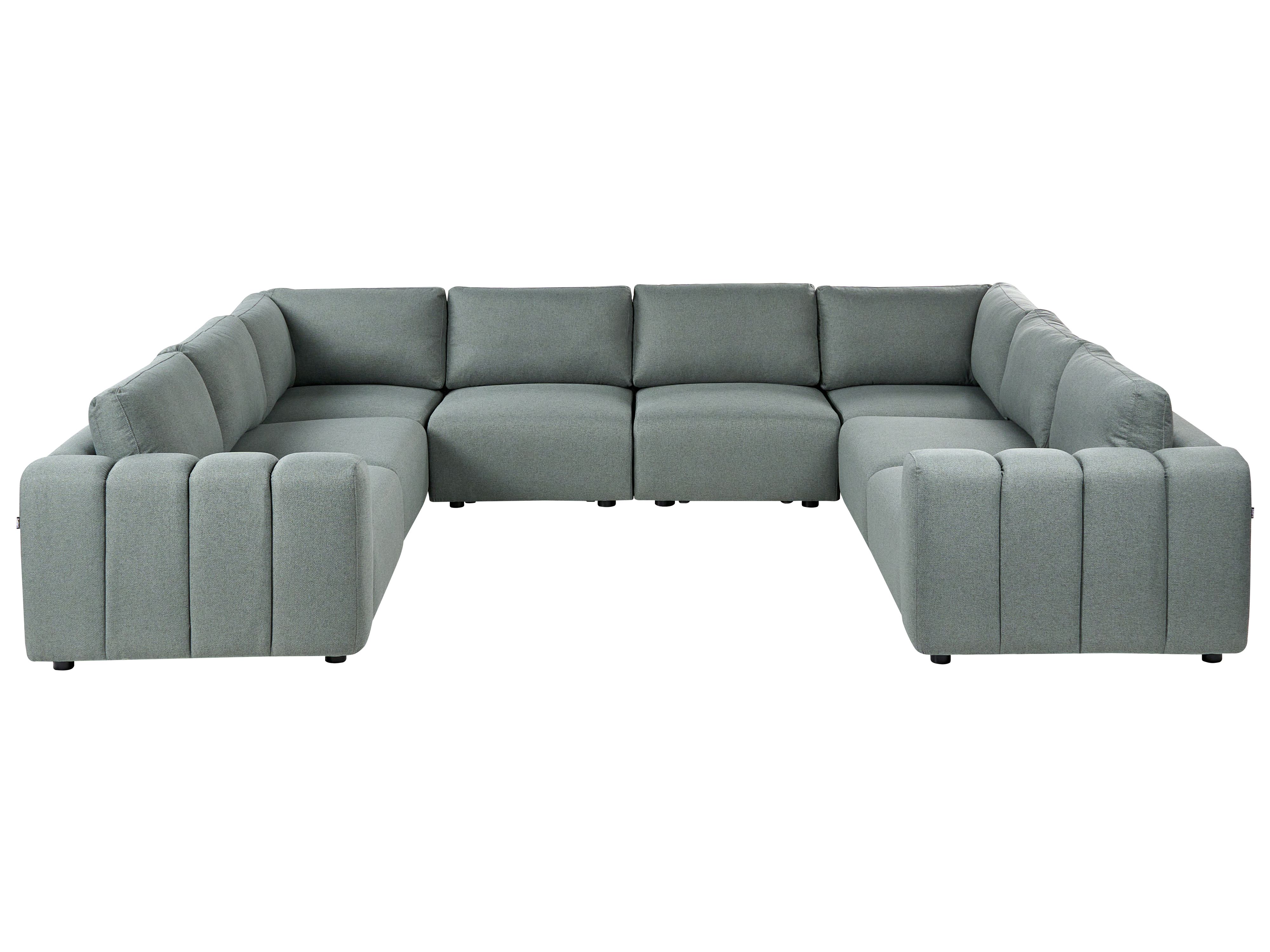 Modular U-Shape Sofa 8 Seater KIVVIK Fabric Green