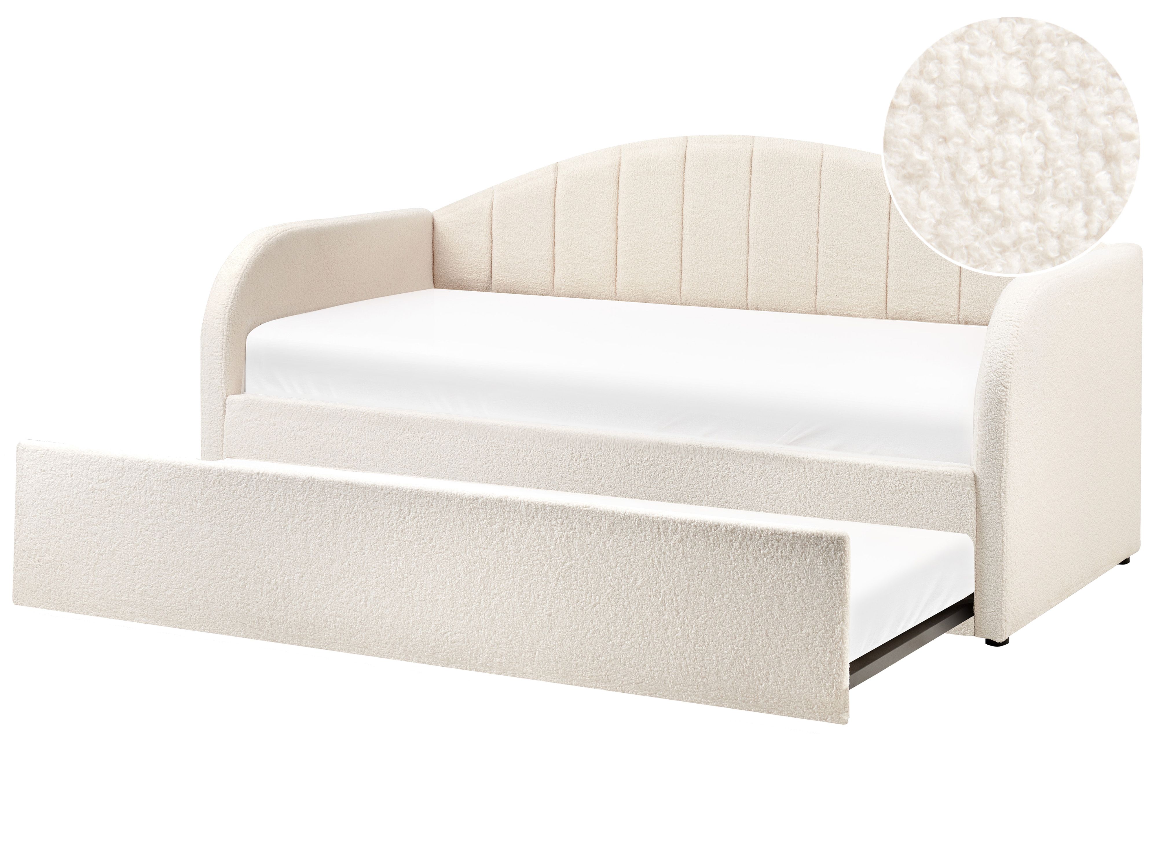 Trundle Bed Boucle EYBURIE 90 x 200 cm (EU Single) Light Beige