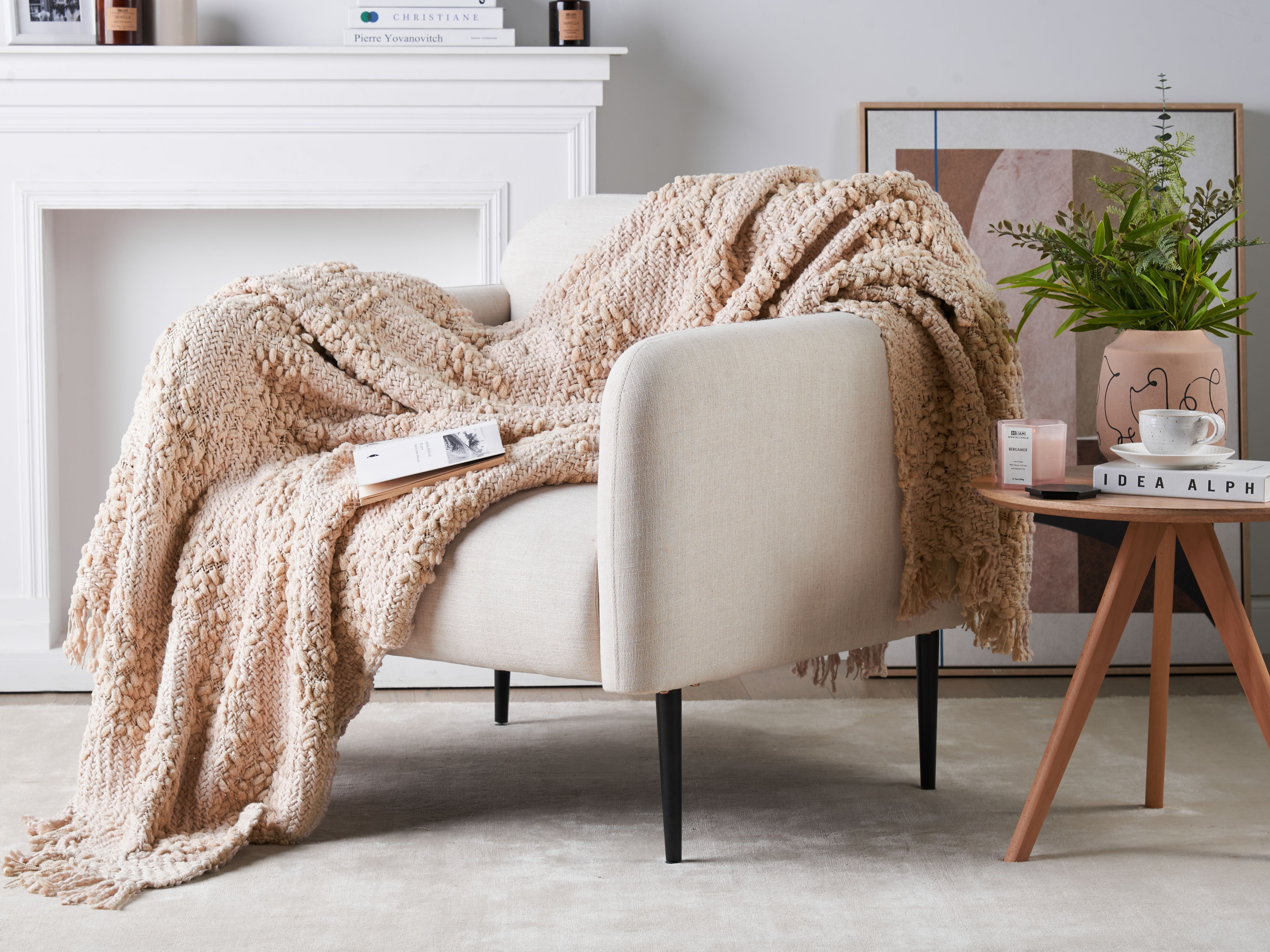 Blanket VELLA Cotton 150 x 200 cm Light Beige