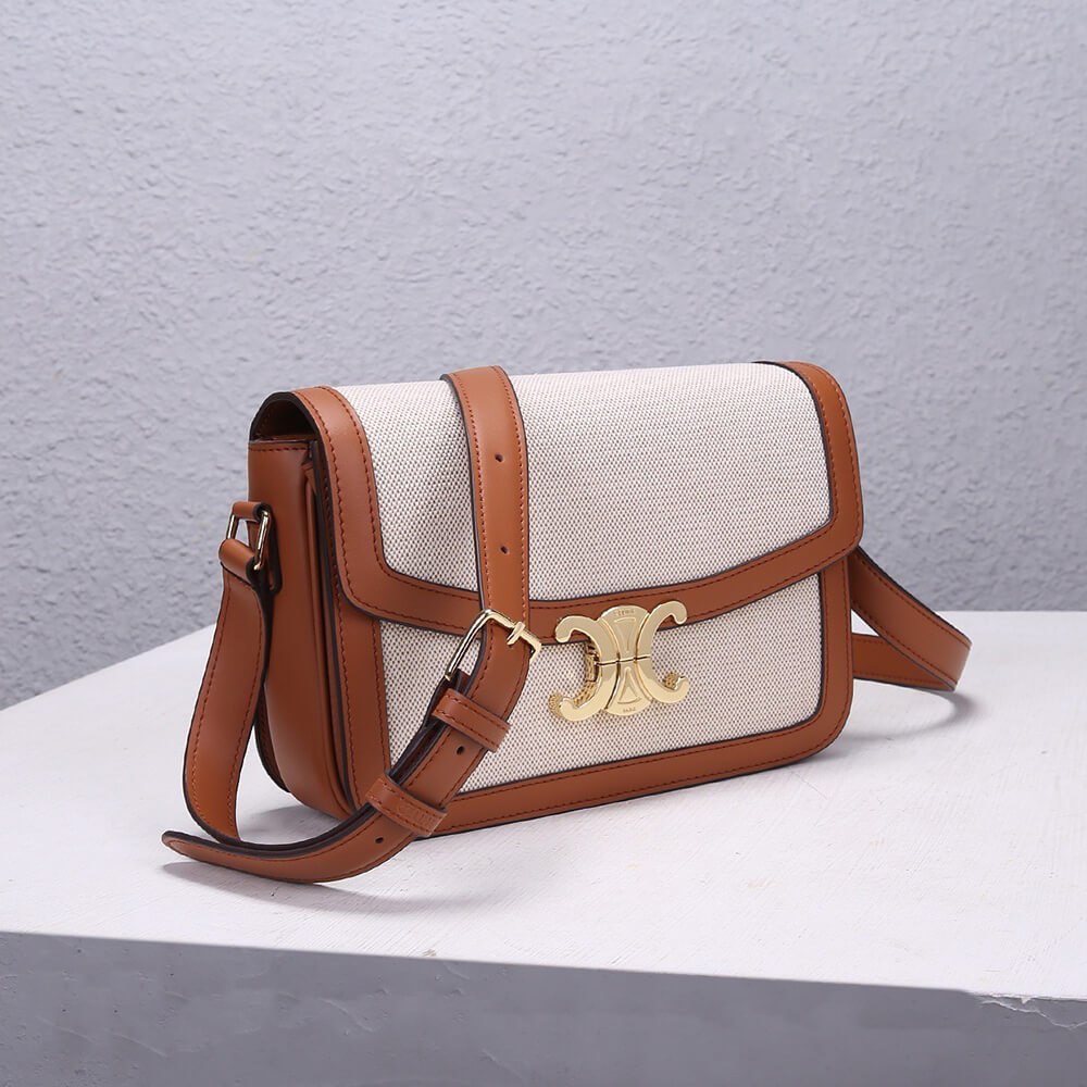 CELINE CLASSIQUE TRIOMPHE BAG IN TRIOMPHE CANVAS AND CALFSKIN1:1High-quality replica