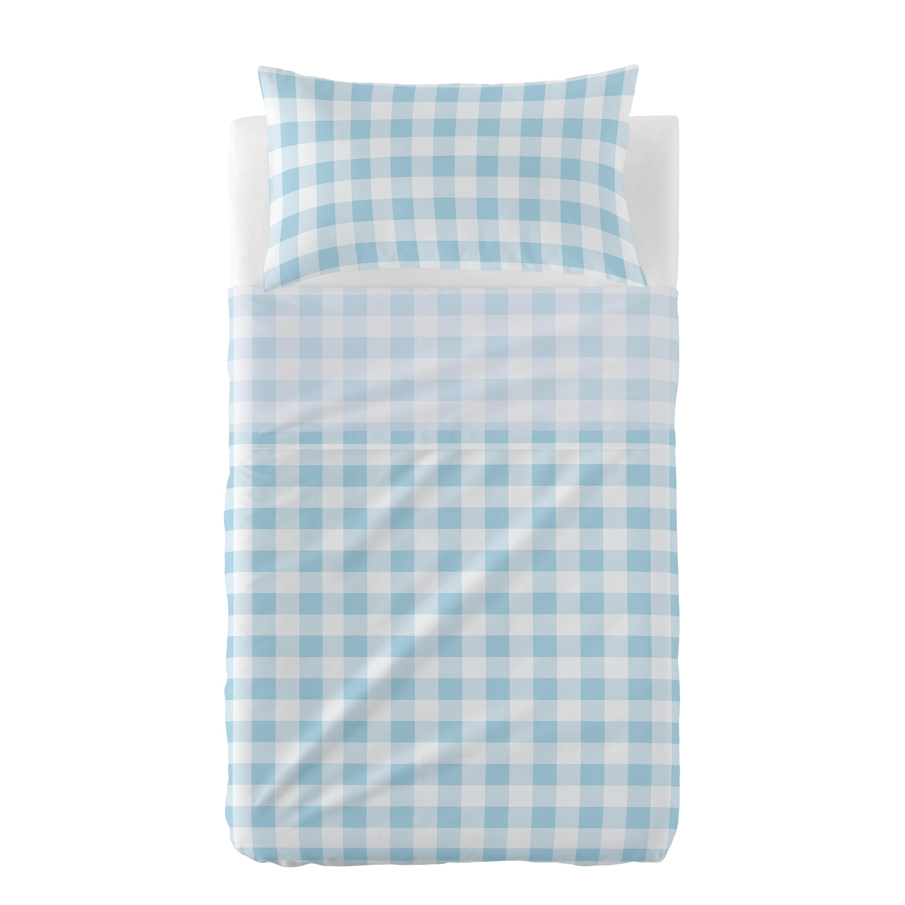 Vichy Laken Set ledikant 2-delig Blauw Basic Kids, Blauw, 100% katoen,