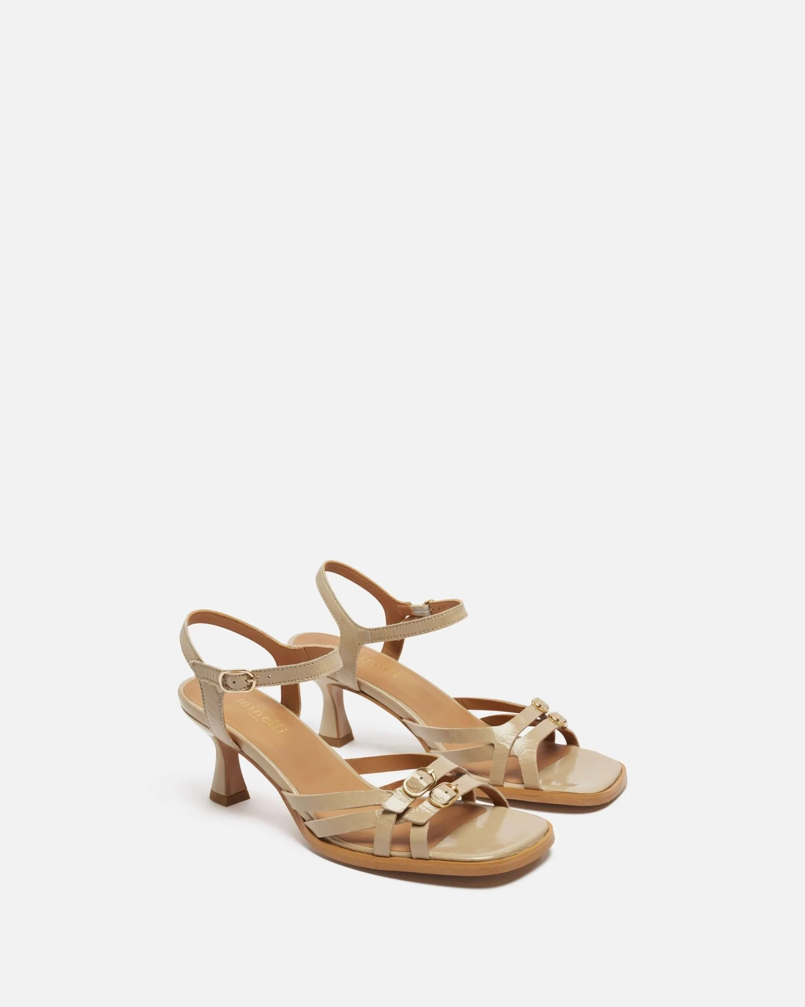 SANDALES MAIKA/CRK - En cuir craquelé à talons sable
