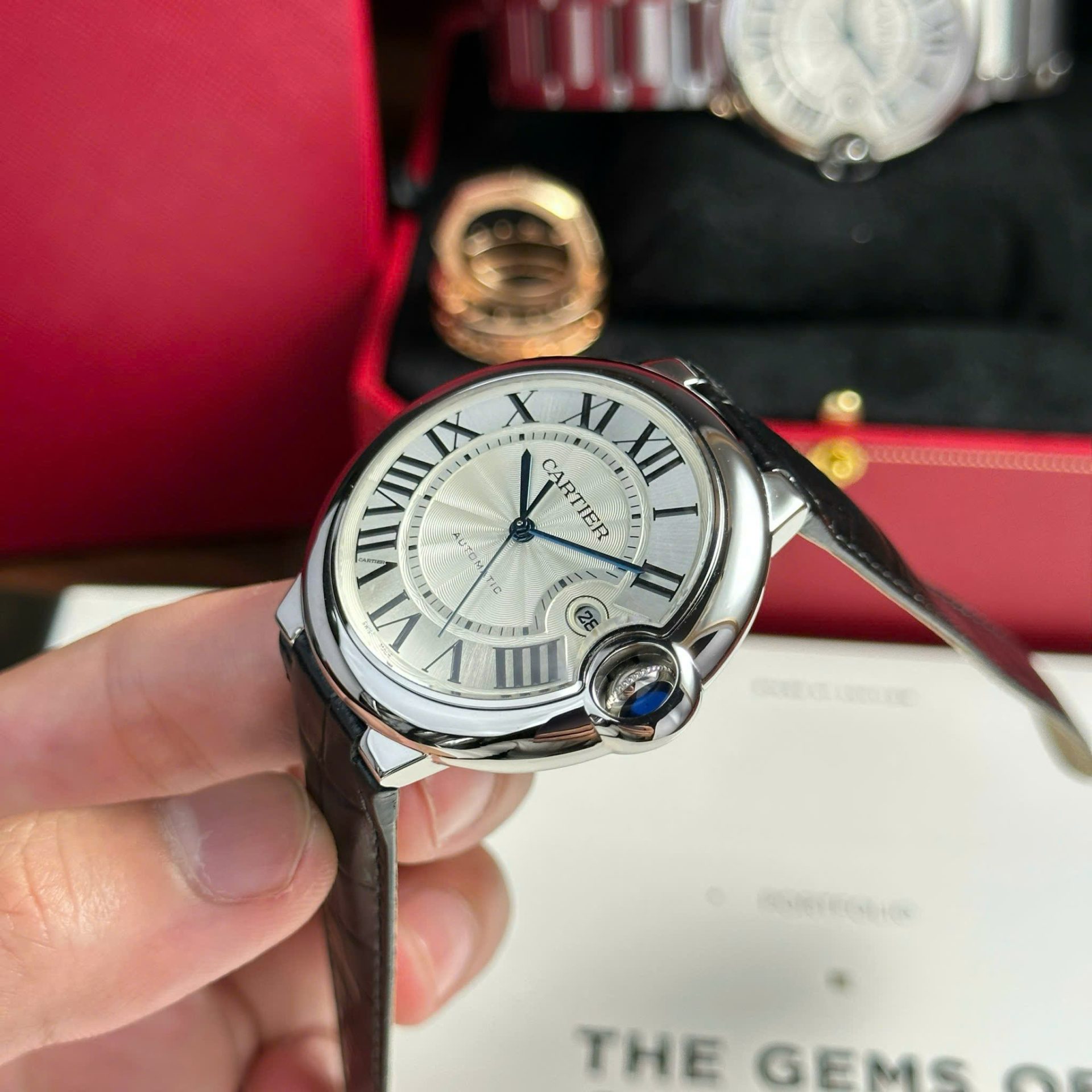 Cartier Ballon Bleu Replica Watch Dial White Leather Strap AF Factory 42mm - Top club