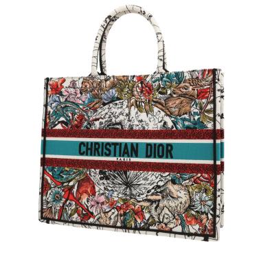 Dior Book Tote shopping bag in white and blue canvas