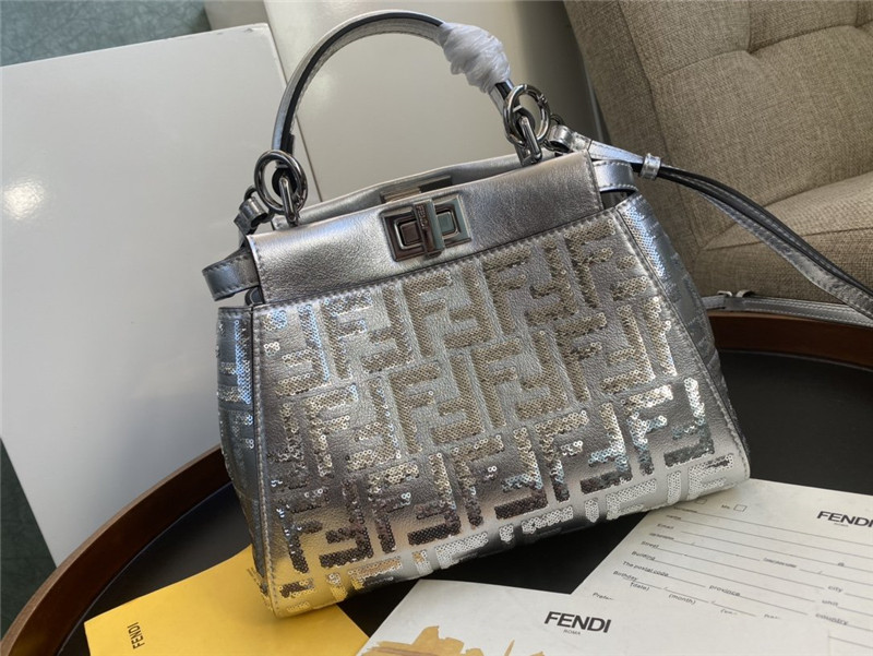 Fendi peekaboo mini silver Shoulder Bag - Replicaclubs