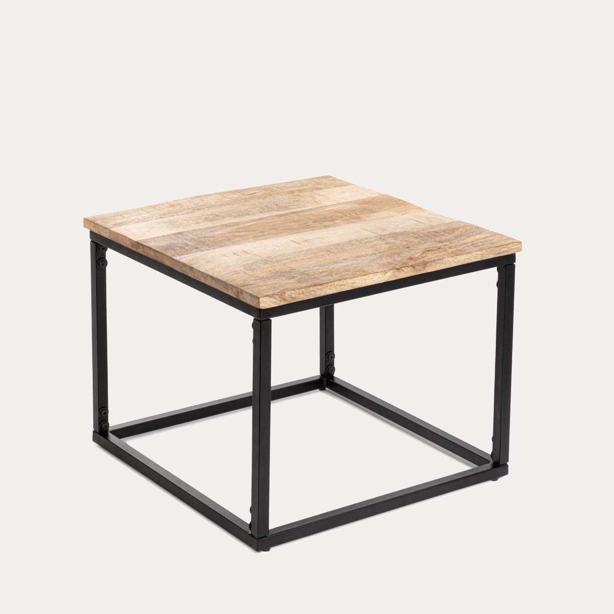 Zestaw stolików kawowych MAYA lite drewno mango + metal 110x60x45 cm/50x50x40cm