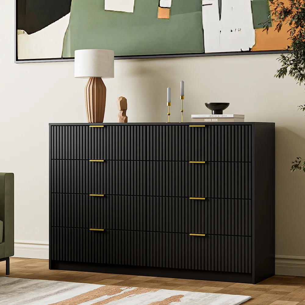 Furniway Black Dresser for Bedroom, 8 Drawer Double Dresser, Modern Chest of Drawers for Bedroom, Living Room, Entryway and Closet, 55" L x 15.7" D x 37.4" H - Image 6