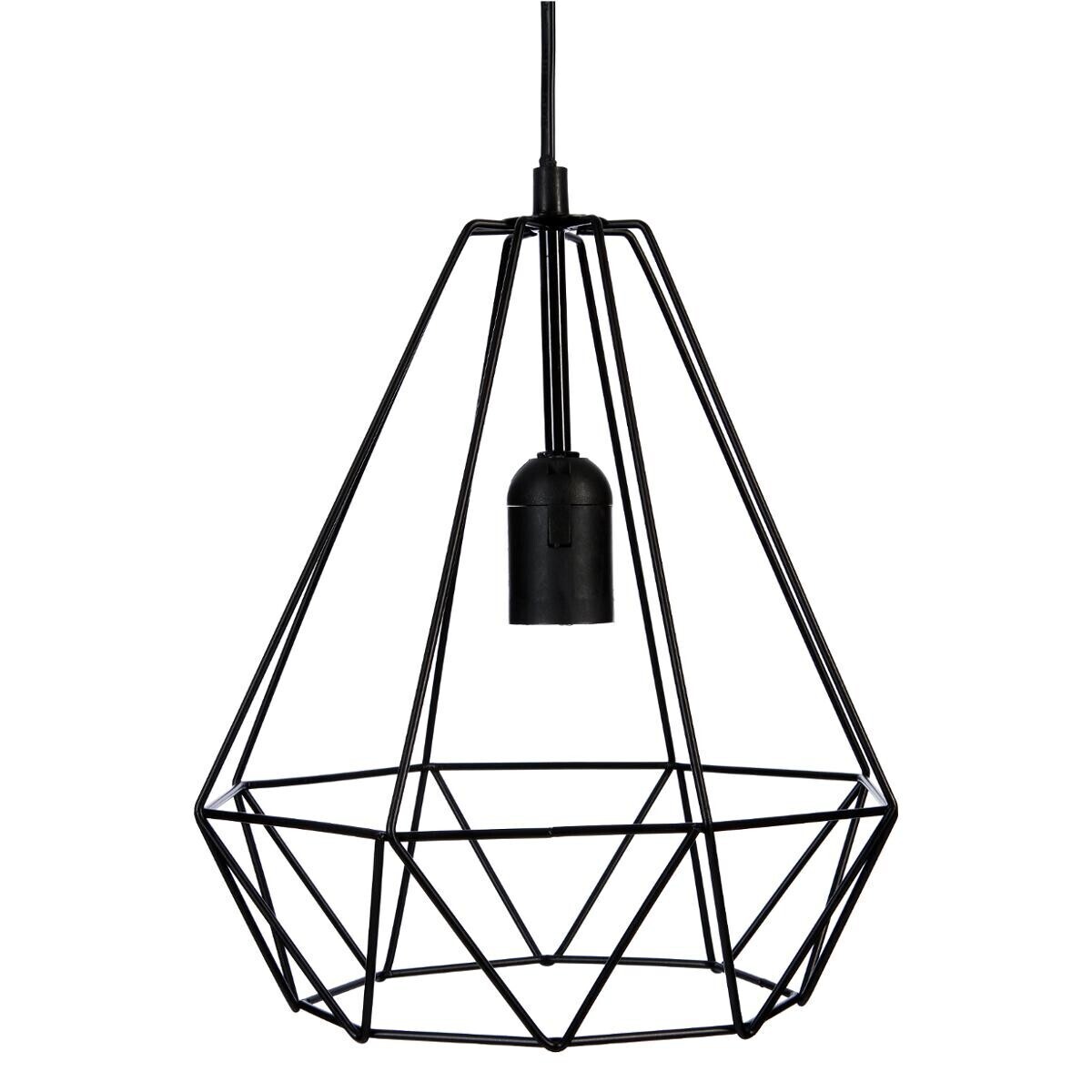 Wire suspension lamp "Drim" Black metal, D.25 cm