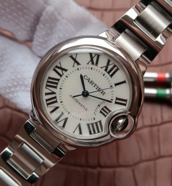 Replica Cartier Ballon Bleu 33mm SS White MOP Dial SS Bracelet - Elite Watch Atelier