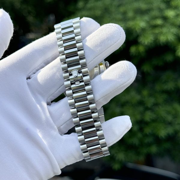 Rolex Day-Date Replica Watch Custom Mother Of Pearl   Moissanite Diamonds Baguetee 40mm - Elite Watch Atelier