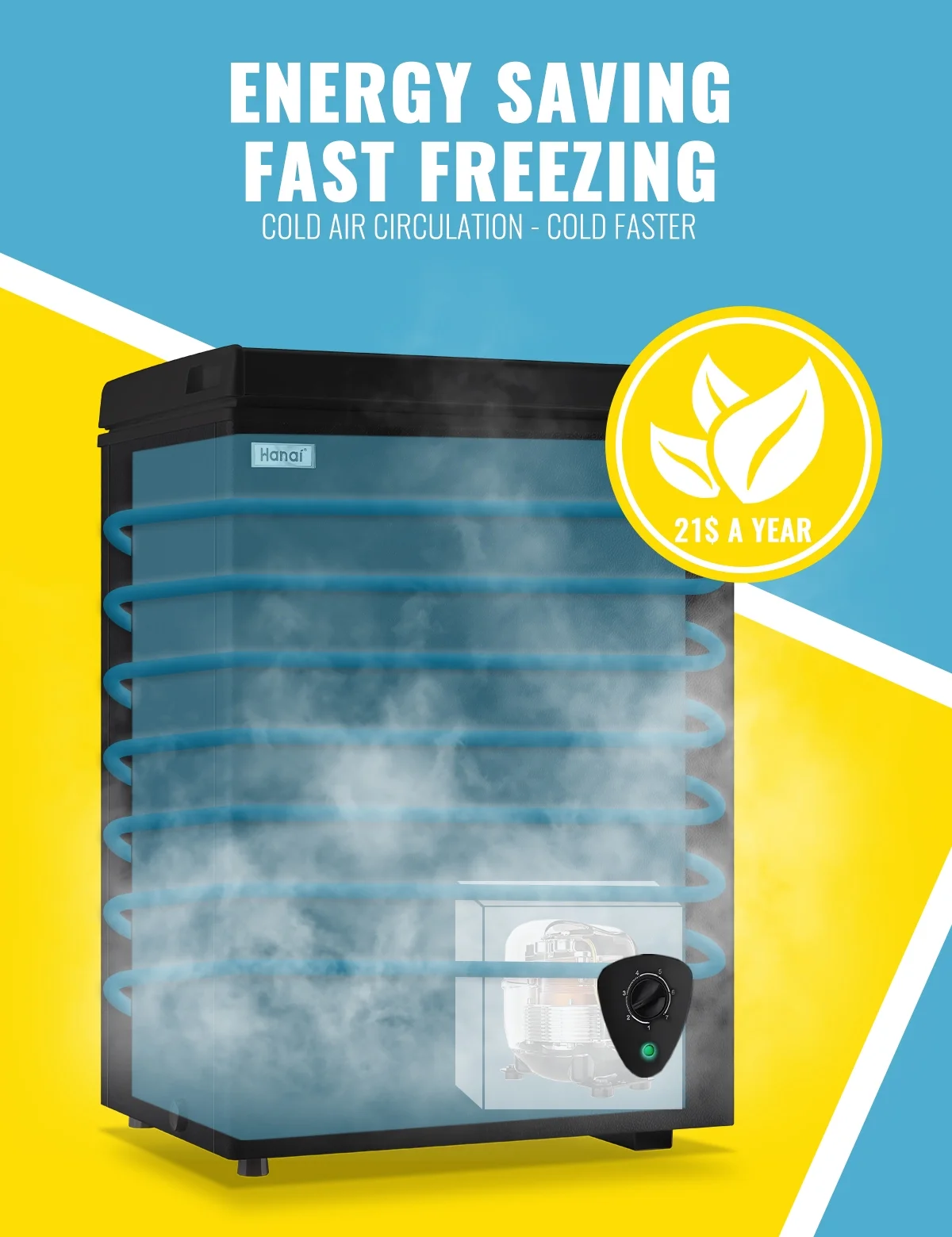 WANAI 3.5 Cu.ft Chest Freezer Small Deep Freeze with 7 Gears Temp Control Office Dorm Kitchen White - Image 28