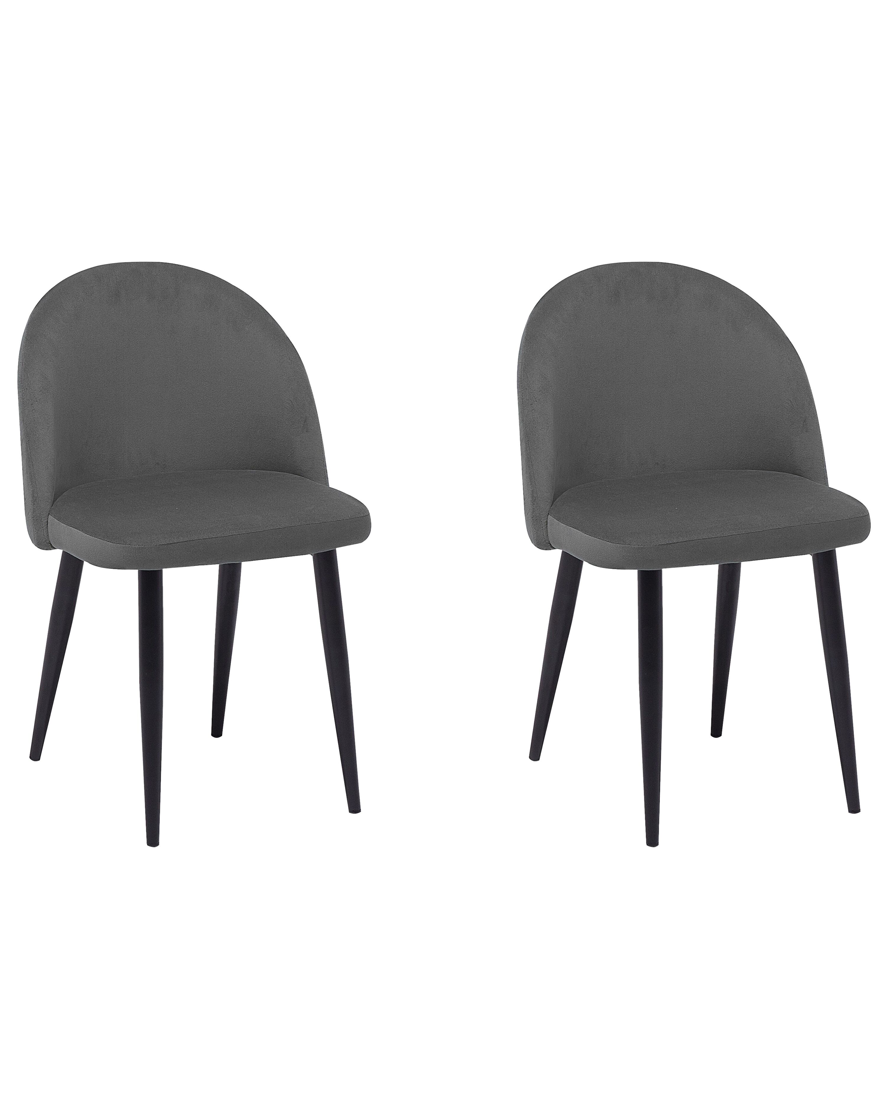 Set of 2 Dining Chairs VISALIA Velvet Grey