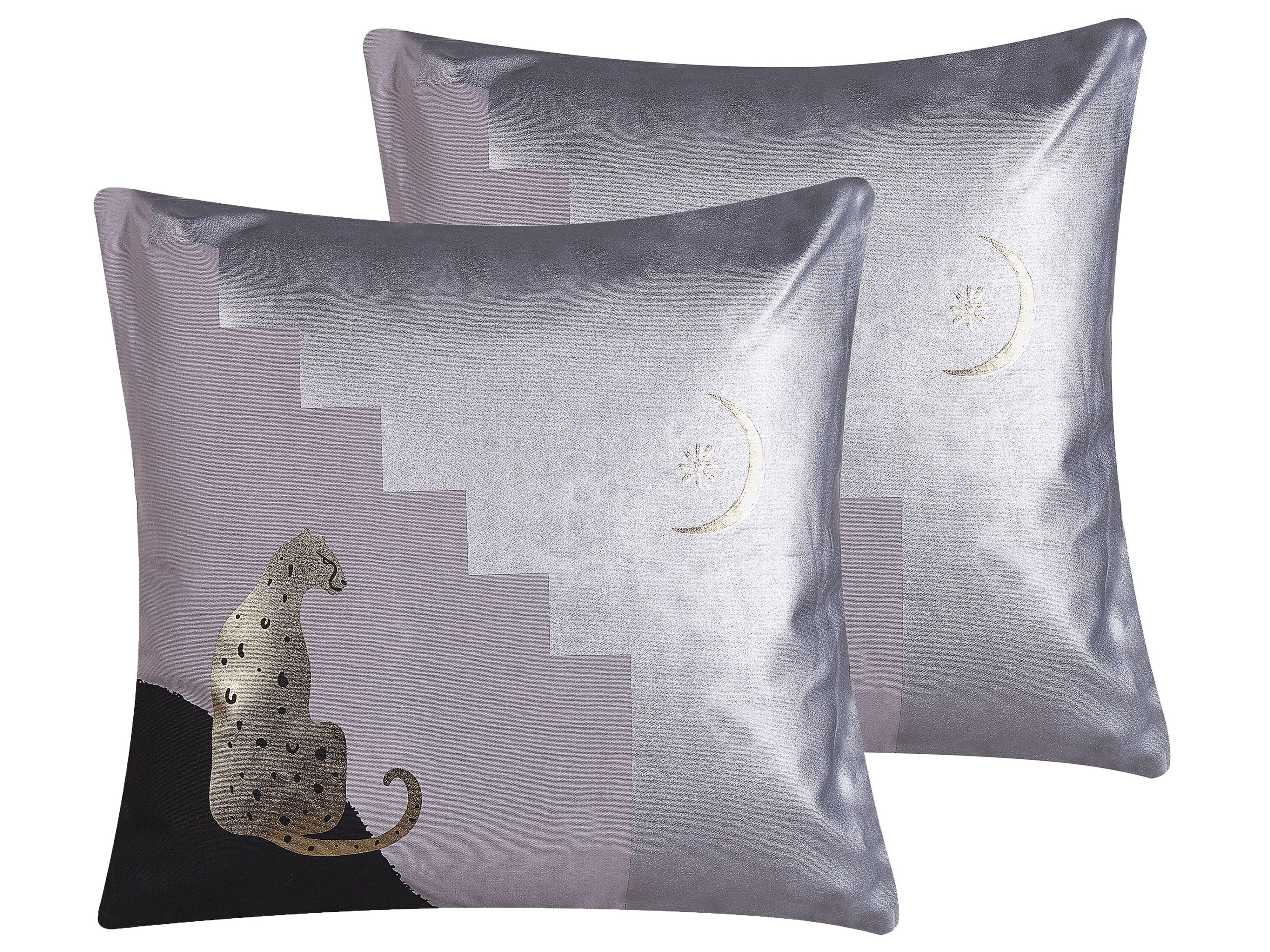 Set of 2 Decorative Cushions DIGITALIS Cotton 45 x 45 cm Grey Abstract Pattern