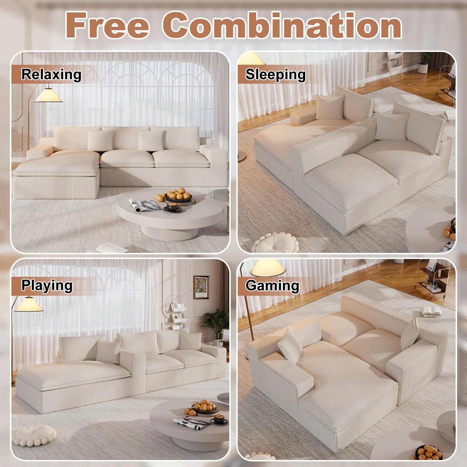 108�� Modular Sectional Sofa, Cloud Sectional Couch with Deep Seat, Modern Modular L-Shape Sofa Couch with Chaise,Upholstered Couches for Living Room Bedroom - Image 12