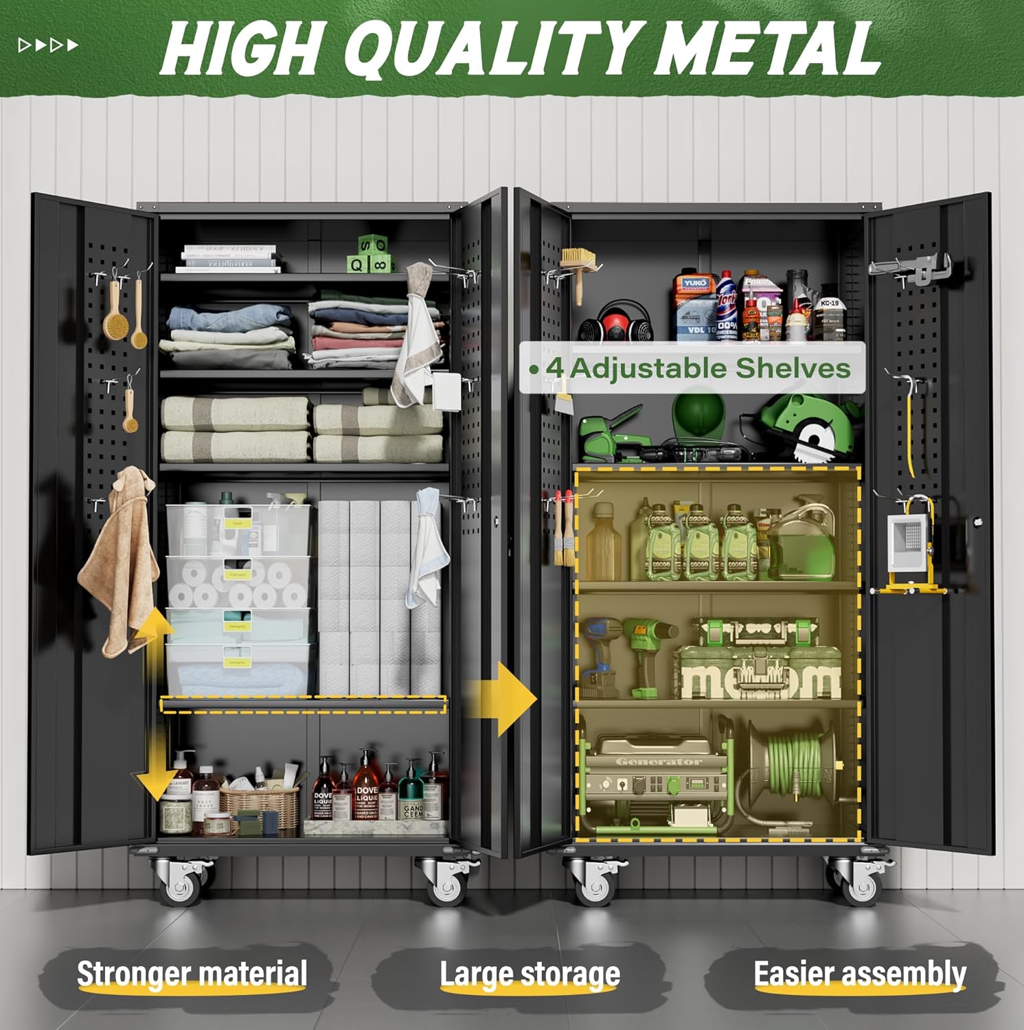 Greenvelly Metal Storage Cabinet with Wheels,72