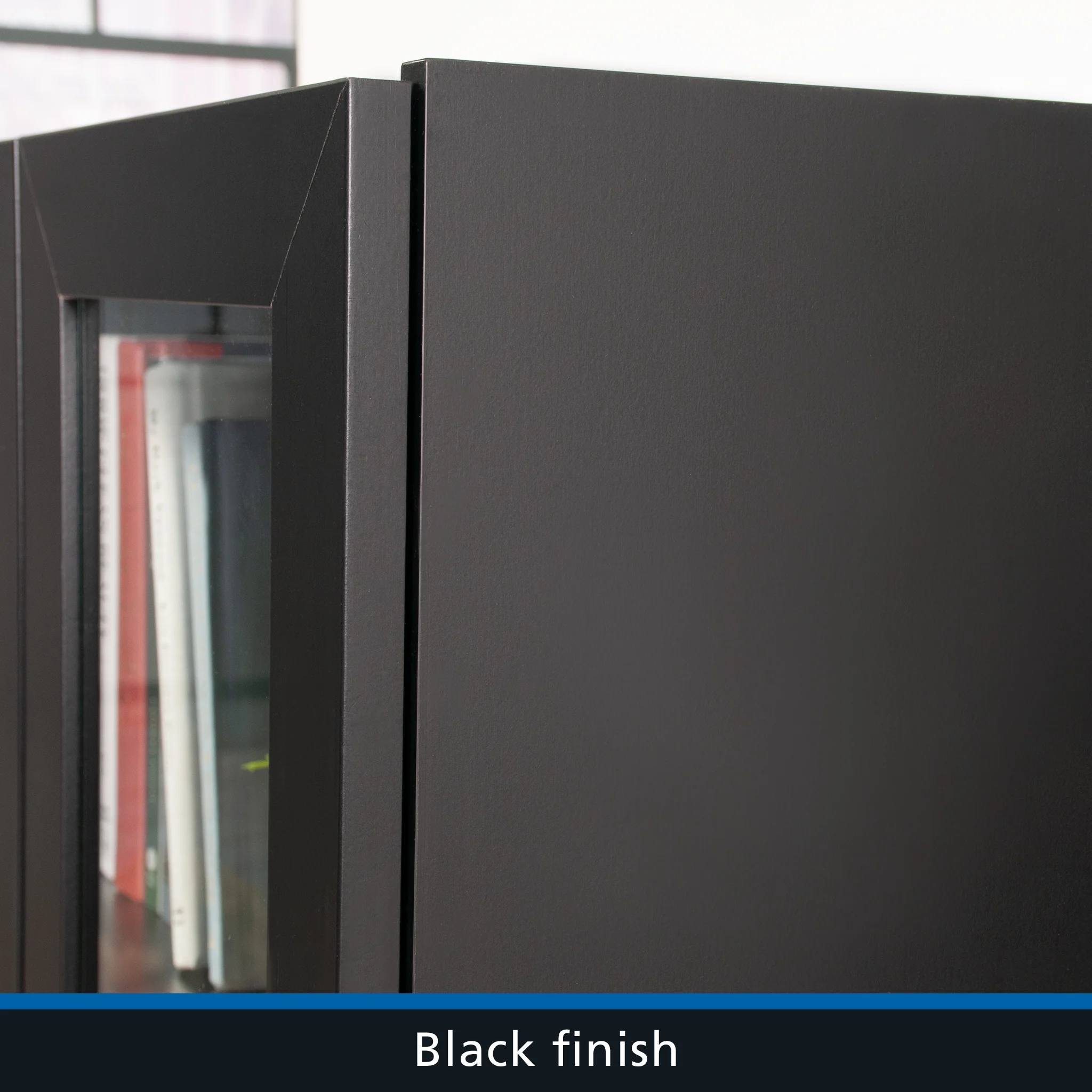 Mainstays Glass Door Storage Bookcase, Black Finish - Image 8