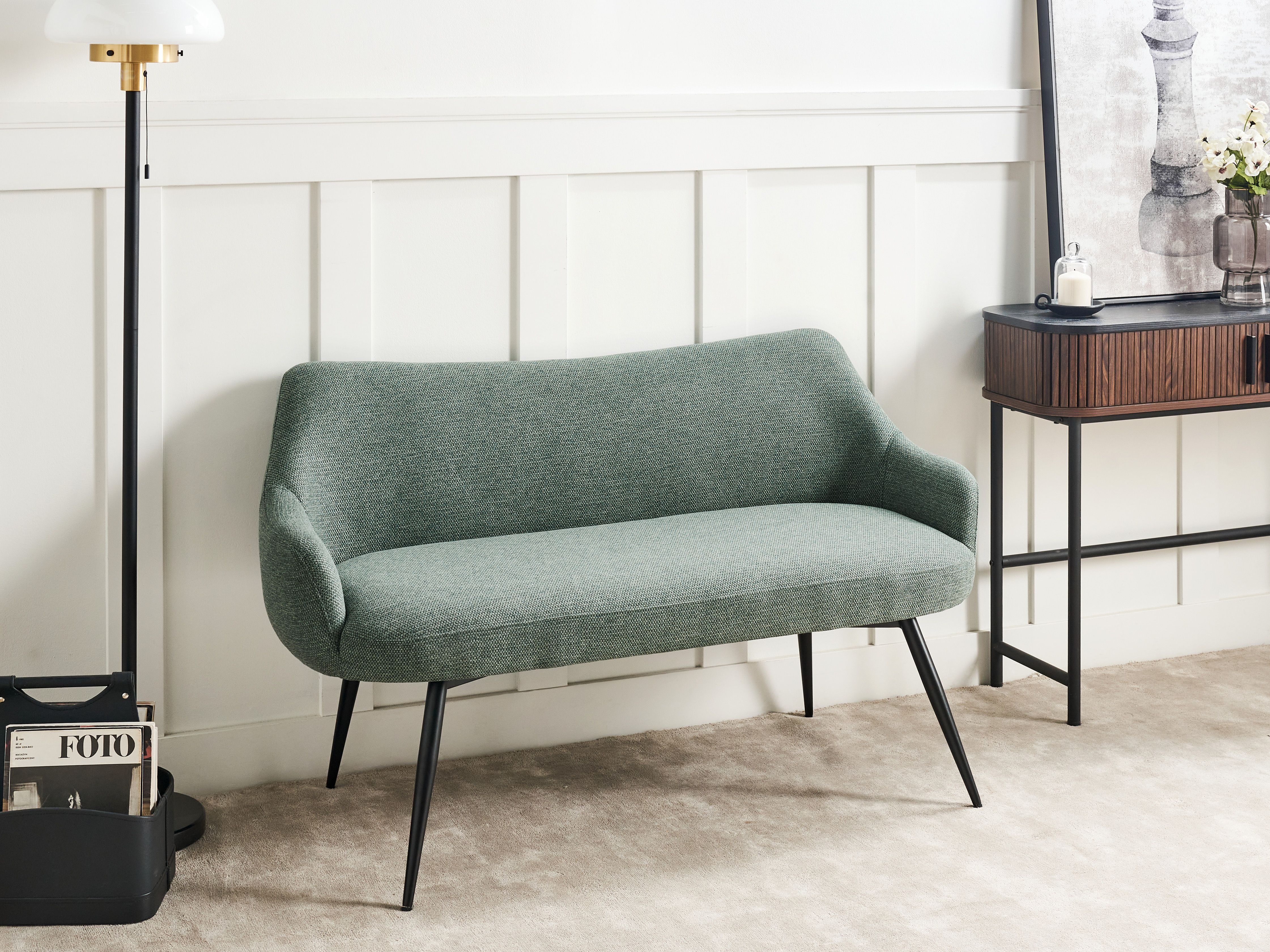 Dining Bench 2 Seater ARENDAL Fabric Green