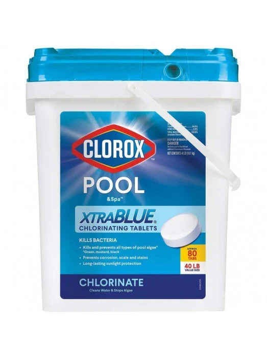 Clorox Xtra Blue 40 Pound 80 Tab Pool And Spa 3 Inch Long Lasting Chlorinating Tablets - Image 2 Clorox Xtra Blue 40 Pound 80 Tab Pool And Spa 3 Inch Long Lasting Chlorinating Tablets - Image 2