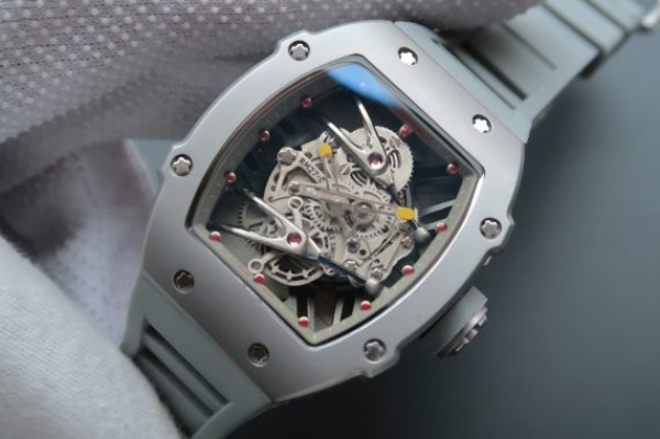 Replica Richard Mille RM027 SS Skeleton Dial Gray Inner Bezel Gray Rubber Strap 6T51 - Elite Watch Atelier