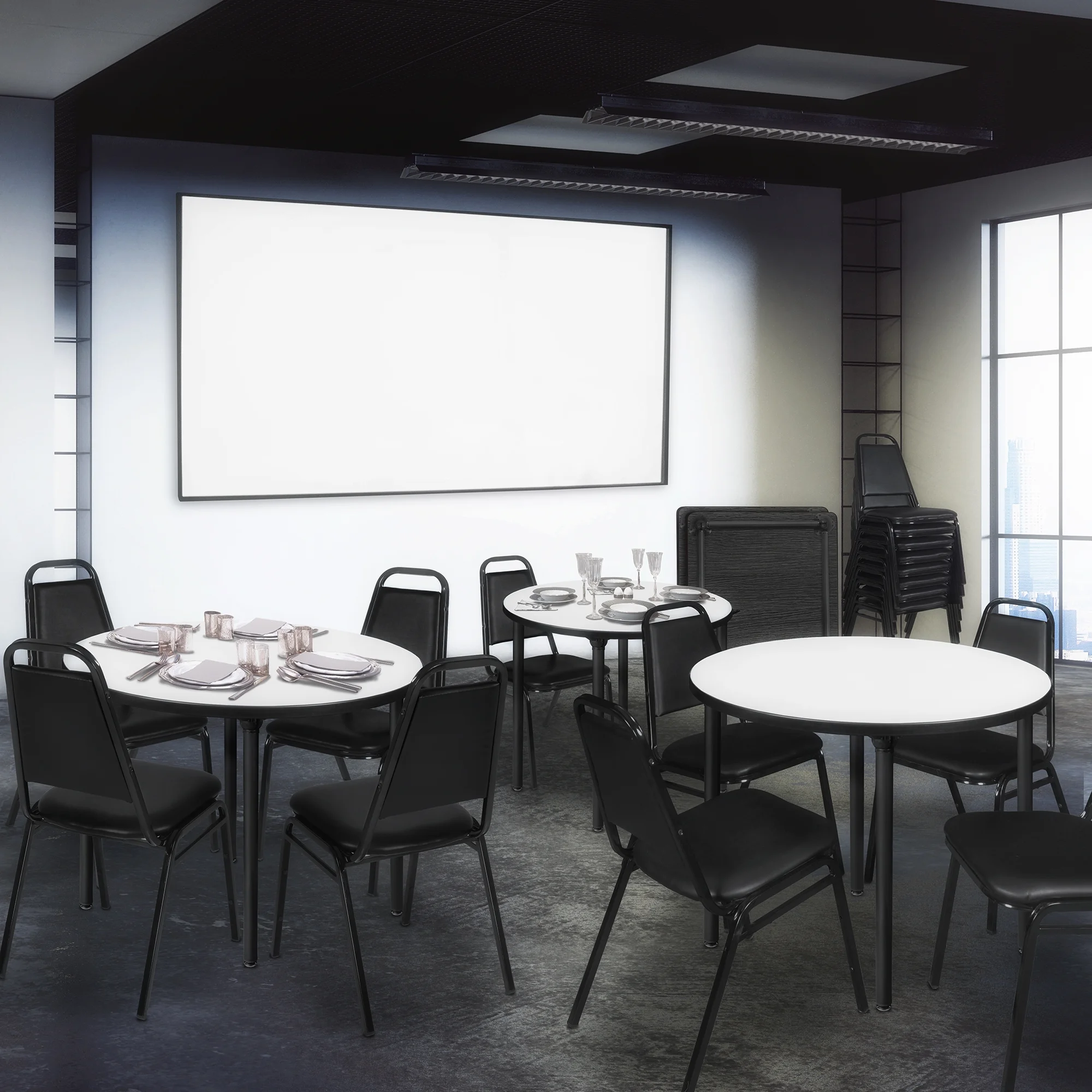 Regency Restaurant Stack Chairs,Black,PK40 8029BK40PK