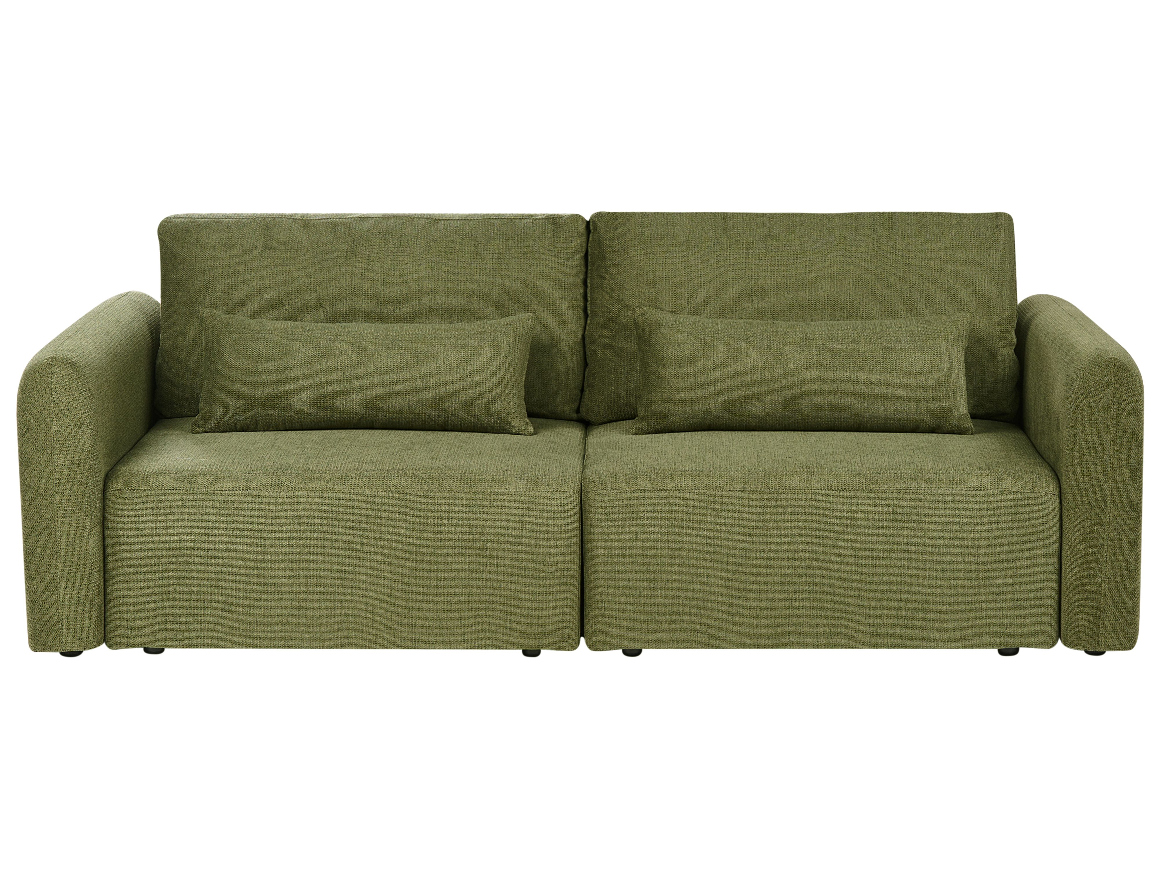 Sofa Bed 3 Seater VAXHOLM Fabric Green with Storage