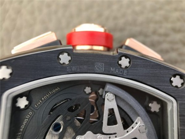 Replica Richard Mille RM011 Black Ceramic RG Chrono Skeleton Dial Black Rubber Strap A7750 - Top club