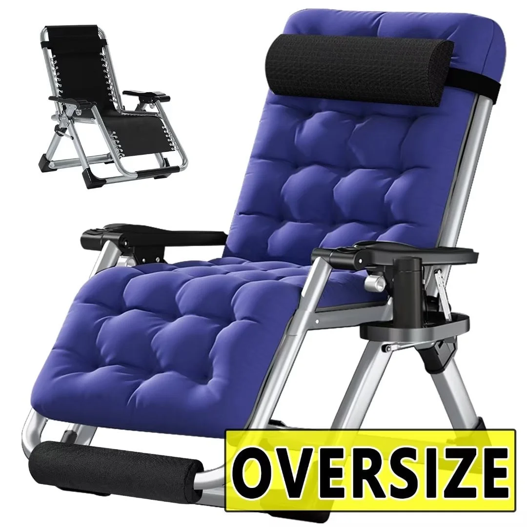 NAIZEA 2 Pack Zero Gravity Chair, Foldable Portable Lawn Recliner with Cushion, Headrest, Cup Holder, Black - Image 36