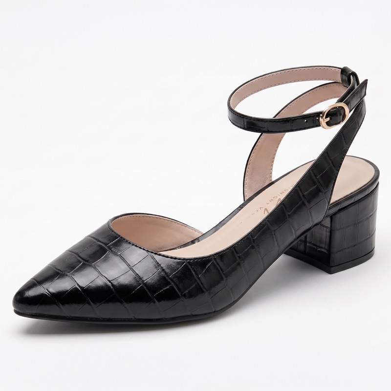 Midnight Velvet Women's Faux Leather Croco Pump with Ankle Strap - MIDNIGHT VELVET CATALOG