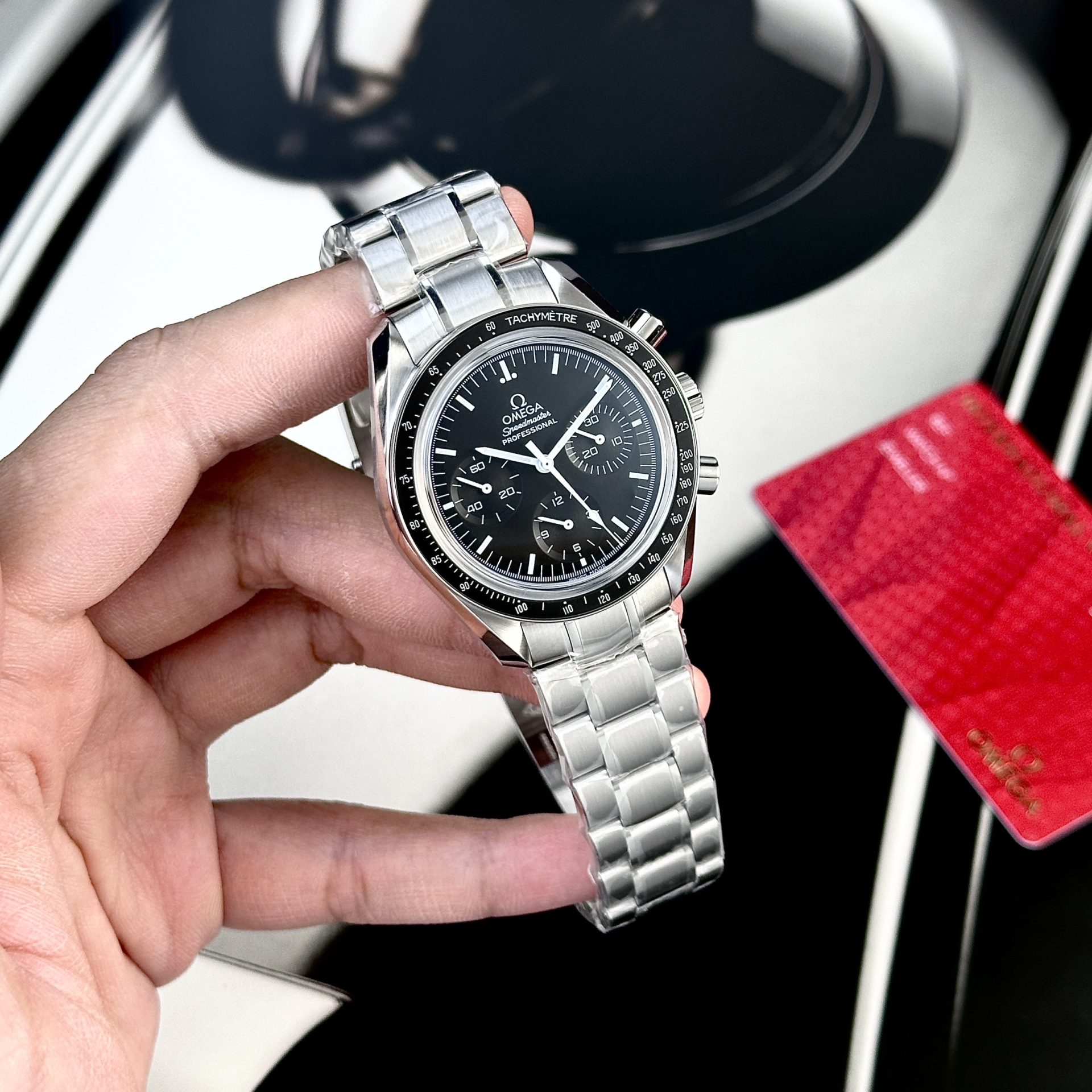 Omega Replica Watch Speedmaster Moonwatch Black Dial Metal Wire 42mm - Top club