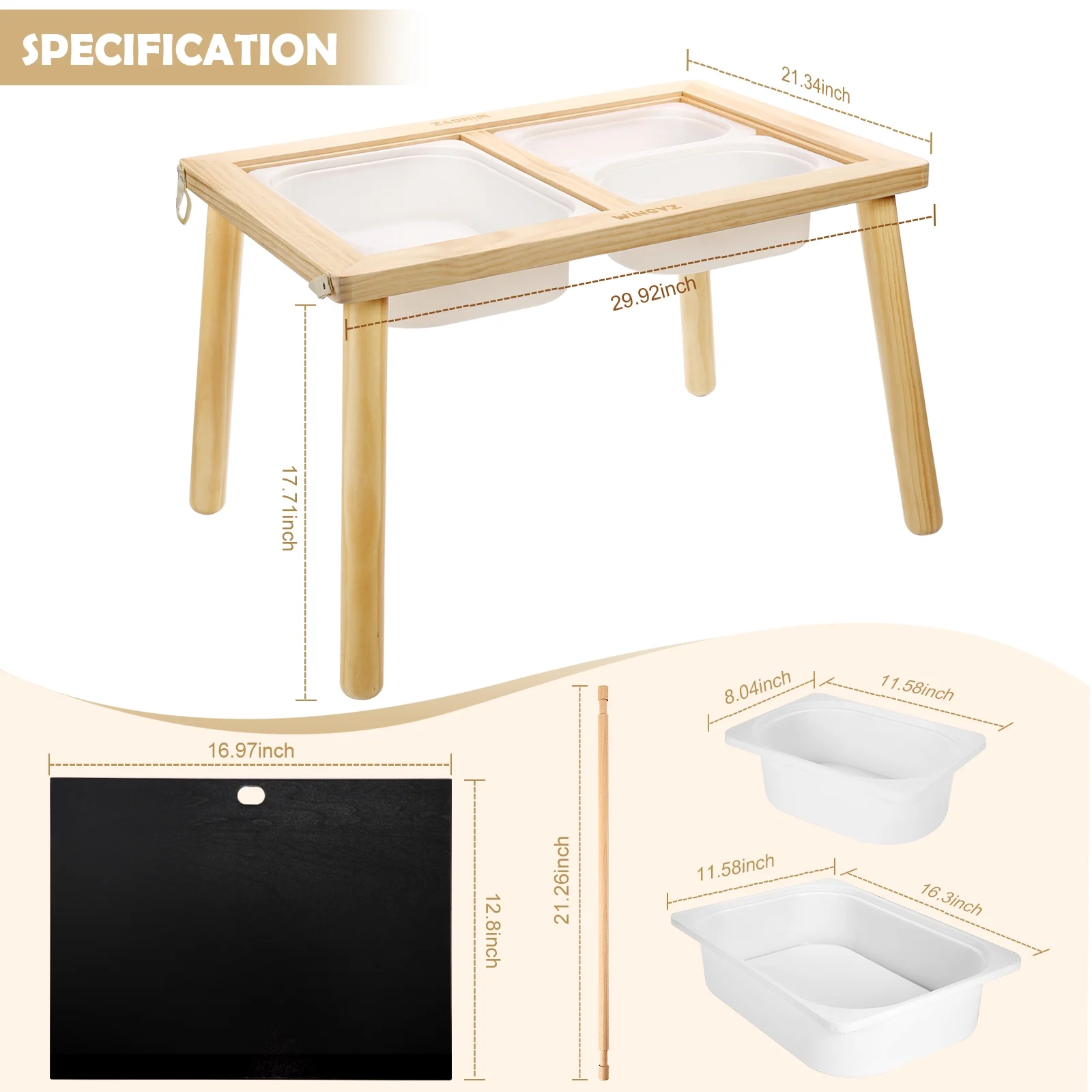 Sweet Time Toddler Sensory Table Chairs, Wood Kids Activity Table with Storage Play Study Furniture - Image 14
