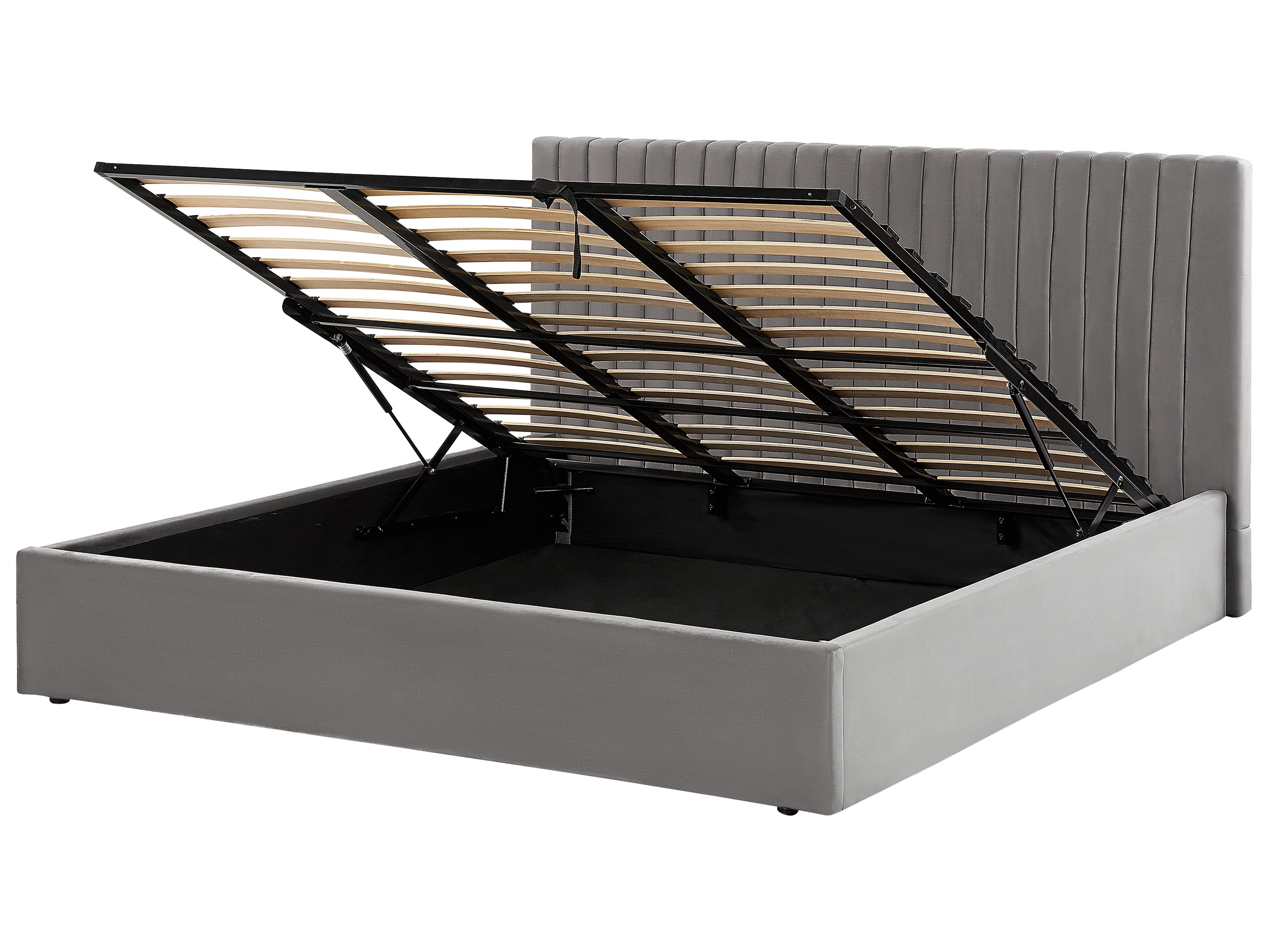 Ottoman Bed Velvet VION 180 x 200 cm (EU Super King) Grey