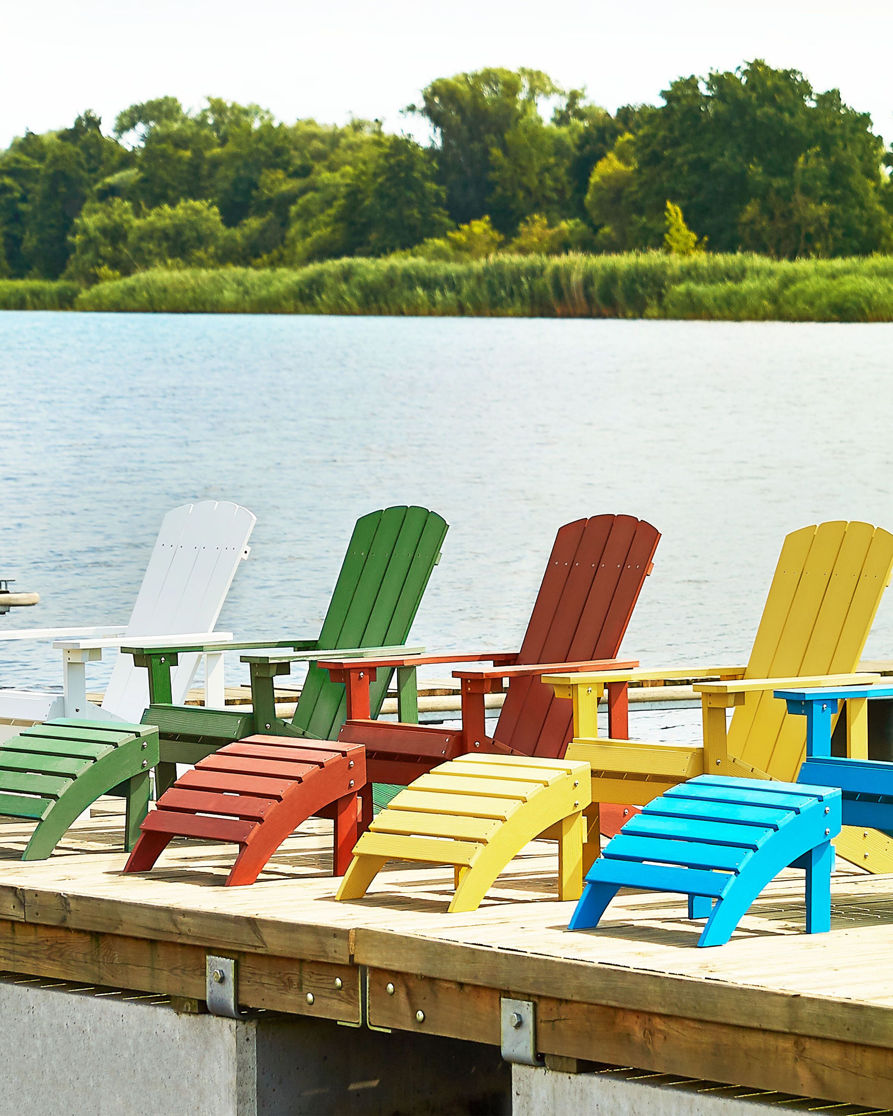 Garden Chair ADIRONDACK with Footstool Red