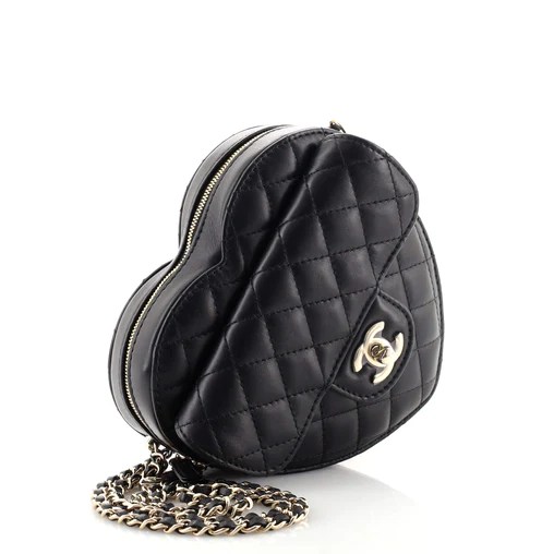 Replica Chanel Heart Zipped Arm Coin Purse 22S Purple/Black Ap27861:1High-quality replica