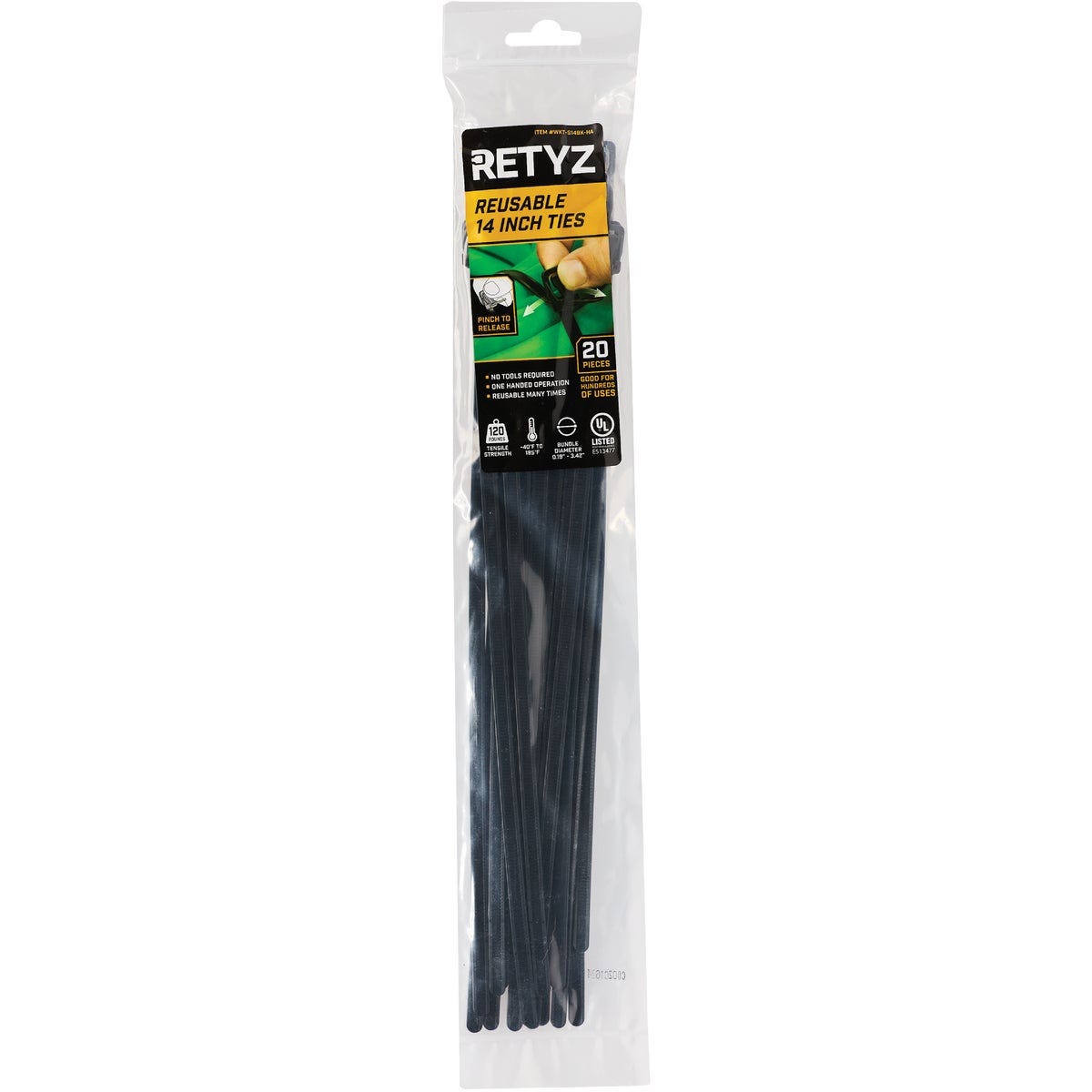 RETYZ WorkTie 14 In. Black Releasable Tie (20-Pack)