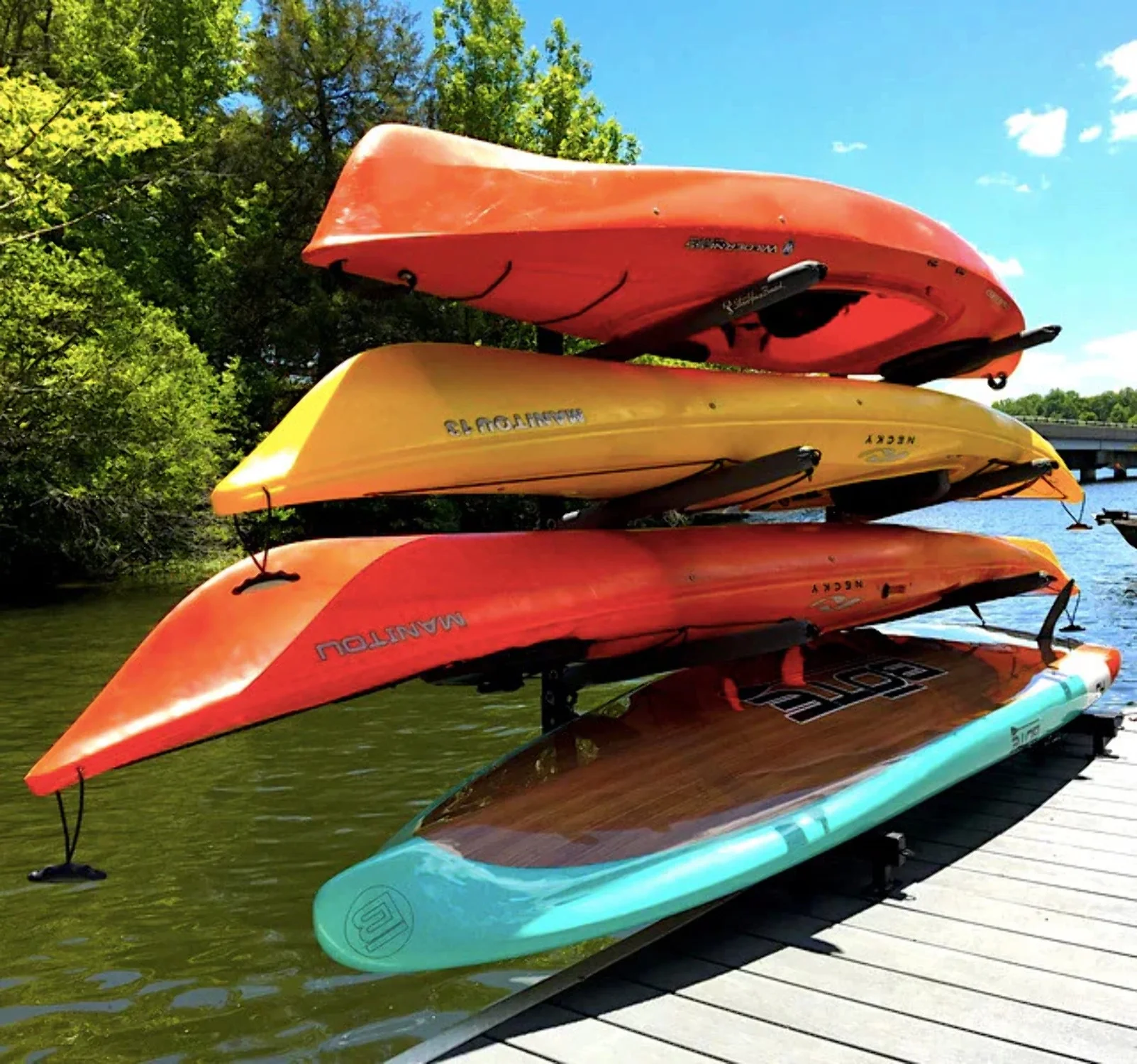 4 Kayak Dock Storage Rack, Heavy-Duty Metal Stand, 400 lbs, Outdoor over The Water Mount