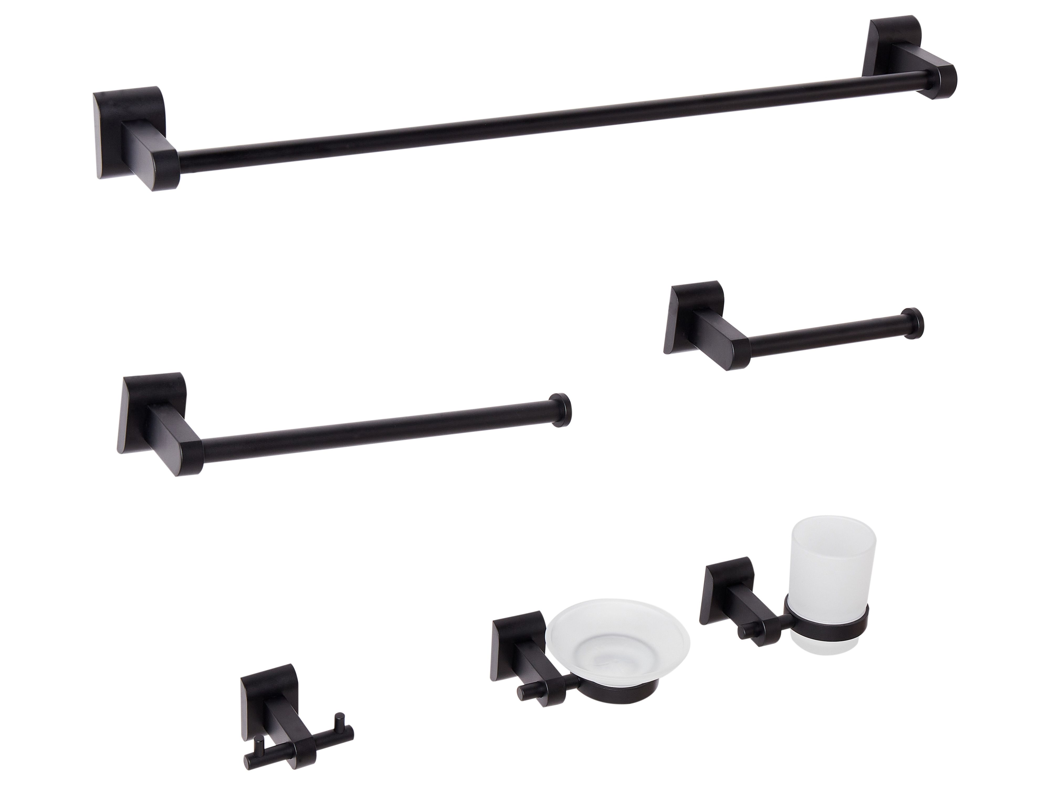 6-Piece Bathroom Hardware Set TALARA with Towel Bars and Hooks Black
