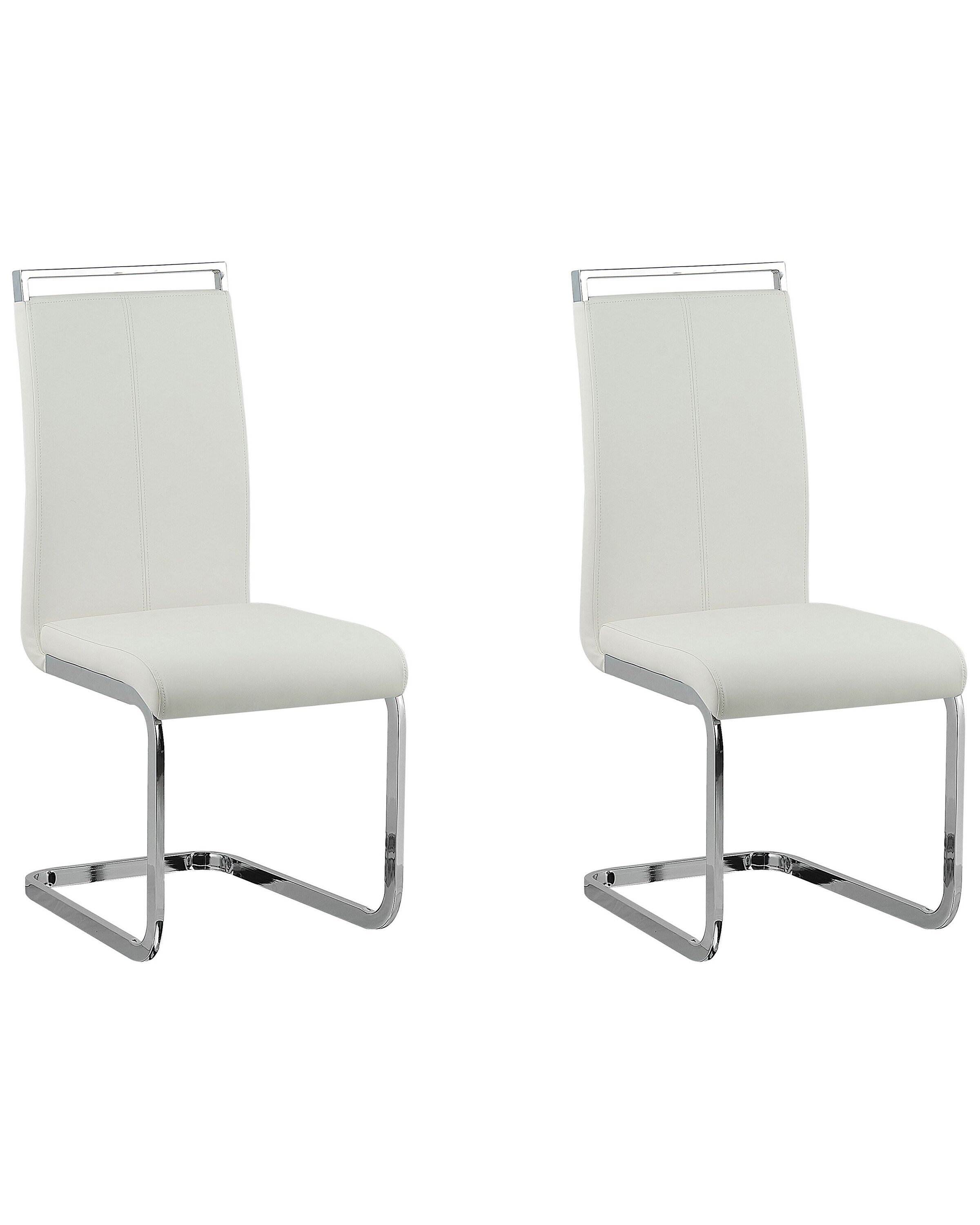 Set of 2 Dining Chairs GREEDIN Faux Leather White