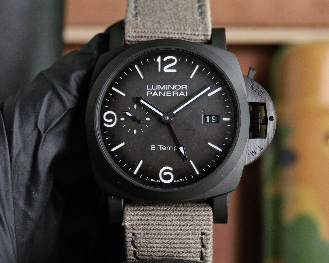 Panerai Luminor BiTempo Titanium DLC - New York Grey Dial 44mm PAM01467(1:1 replica) - Elite Watch Atelier