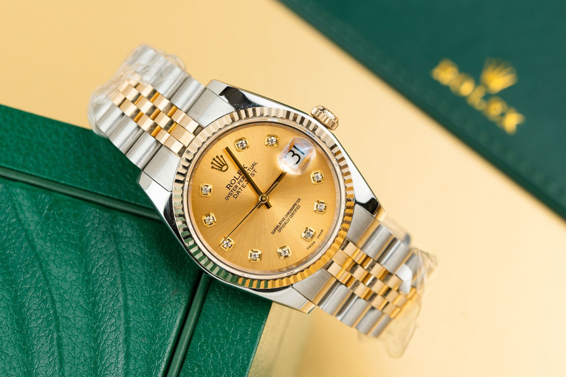 Rolex Replica Watches DateJust 126233 Gold Wrapped Champagne Dial 36mm - Elite Watch Atelier